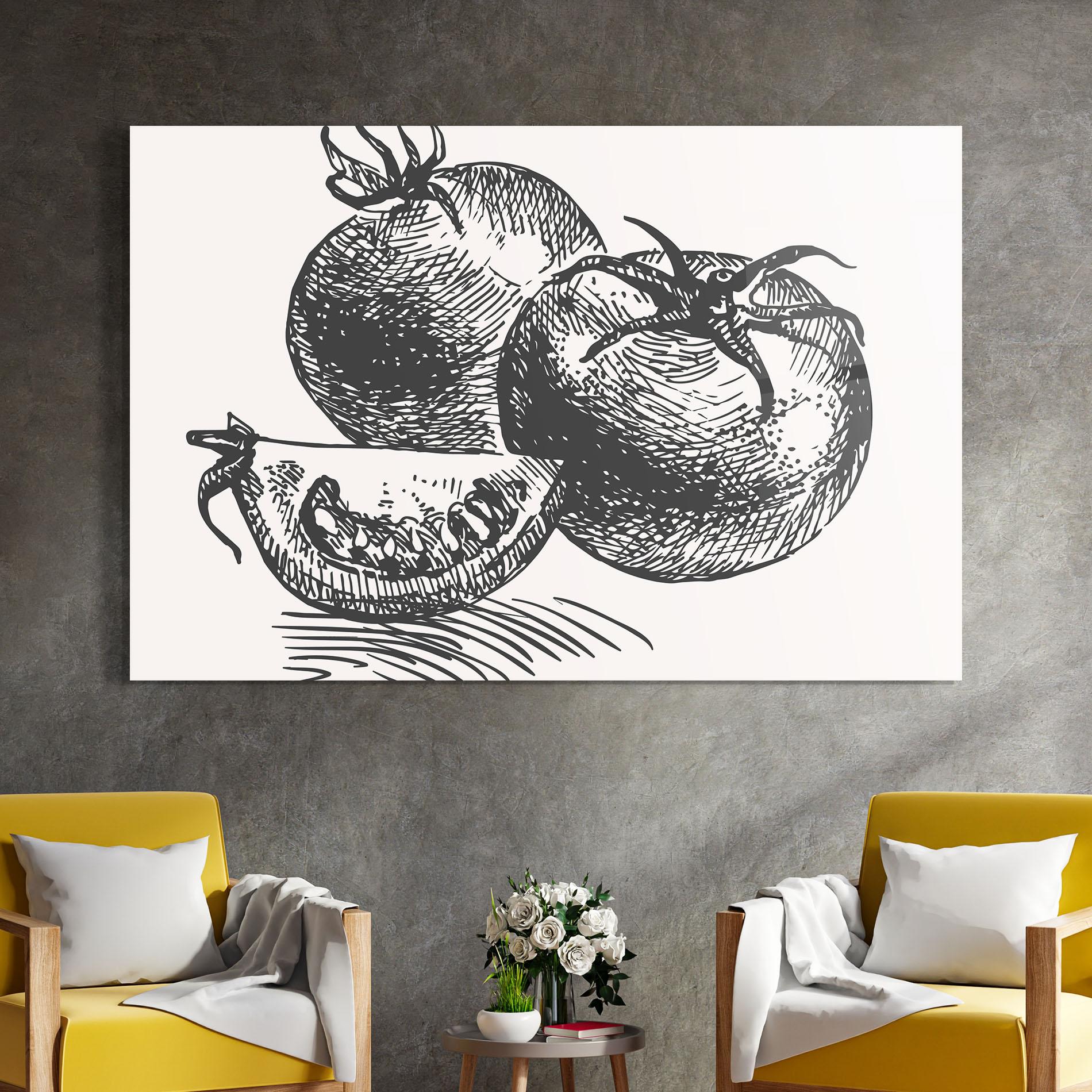 Tablou Sticla Grey Line Tomato mockup 4