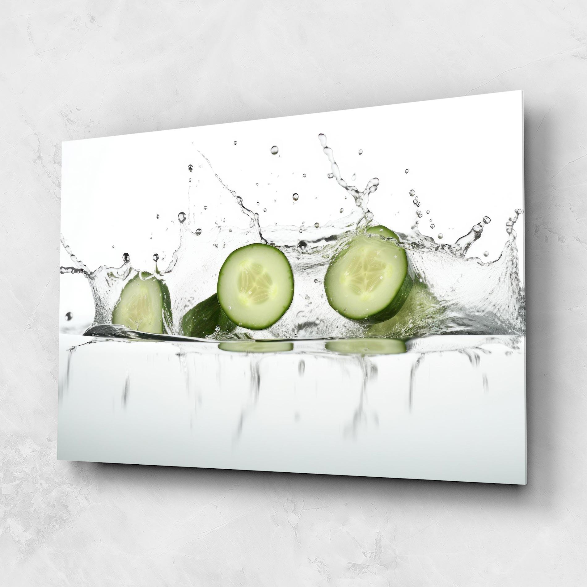 Tablou Sticla Cucumber Cool Splash mockup 1