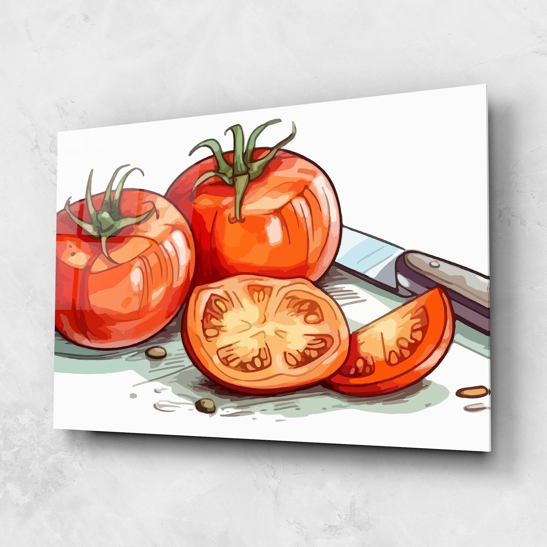 Tablou Sticla Drawing Tomato Art mockup 1