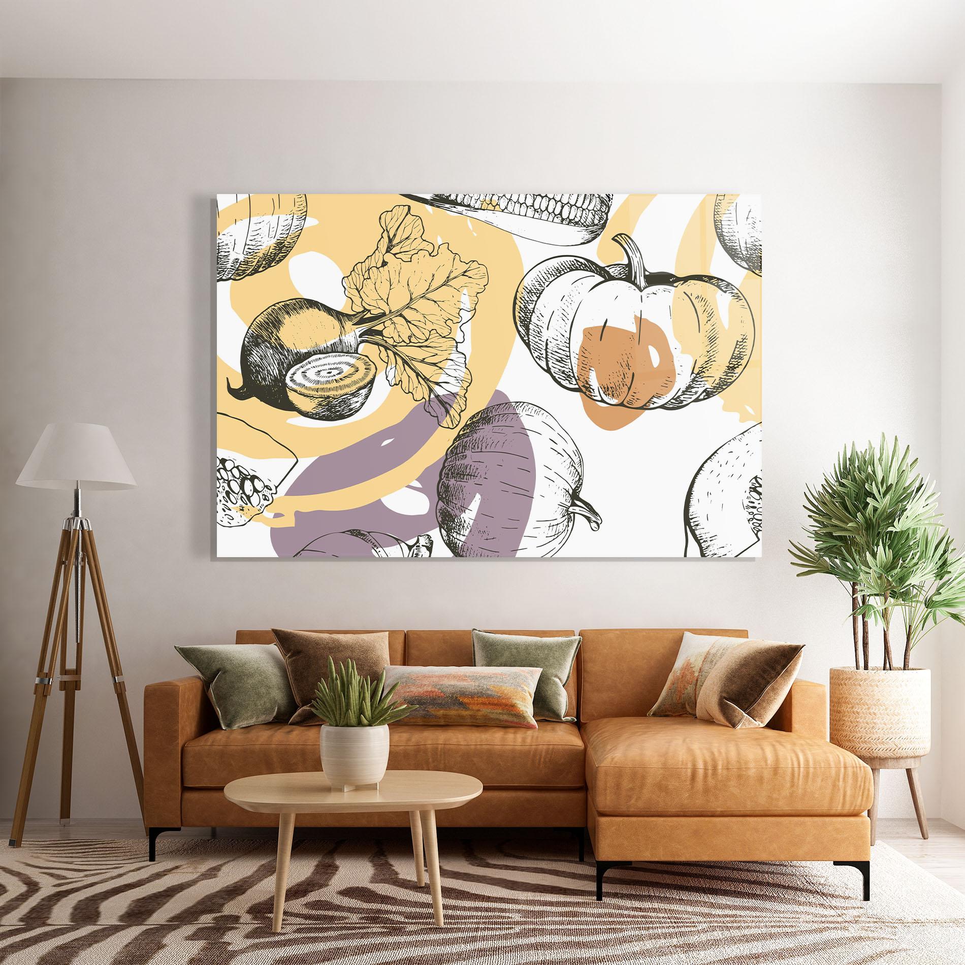 Tablou Sticla Cream Vegetables Art mockup 7