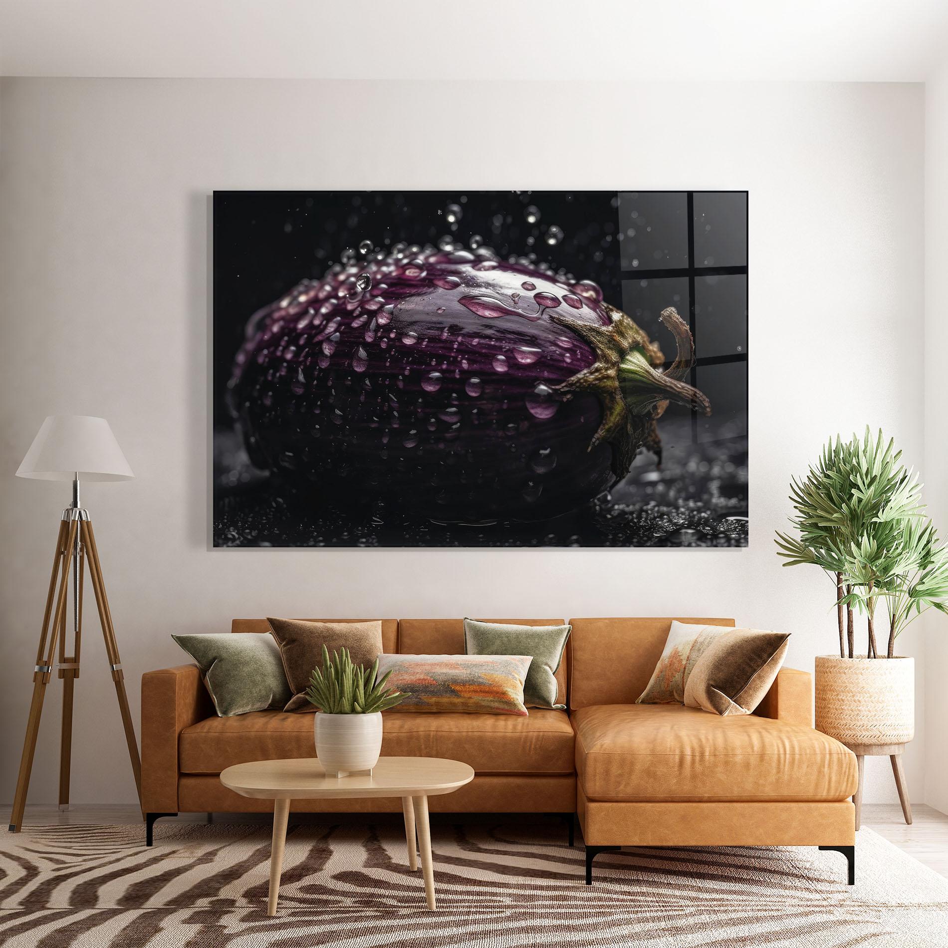 Tablou Sticla Eggplant Splash mockup 7