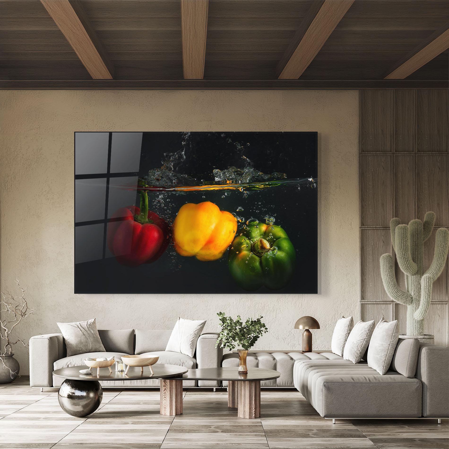 Tablou Sticla Cool Bellpepper Splash mockup 8