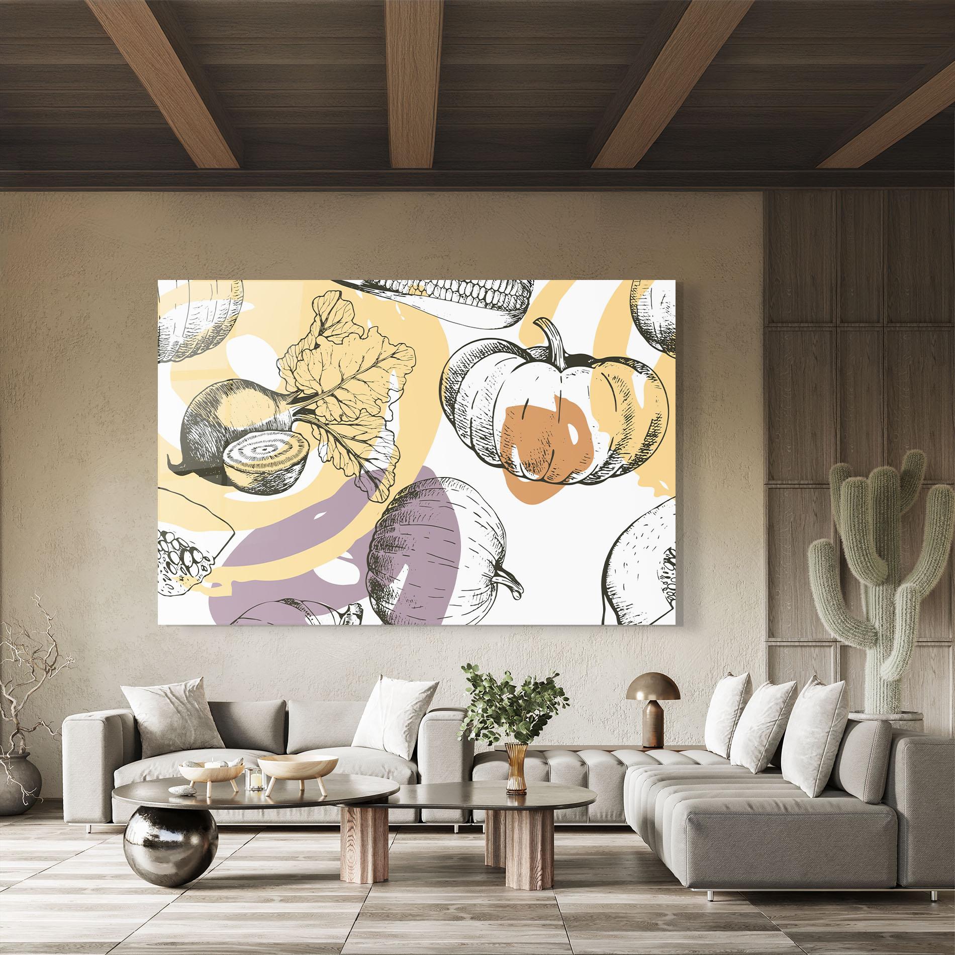 Tablou Sticla Cream Vegetables Art mockup 8