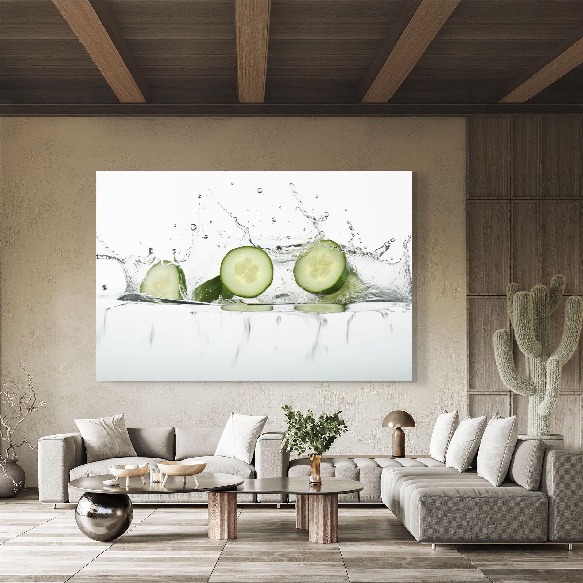 Tablou Sticla Cucumber Cool Splash mockup 8