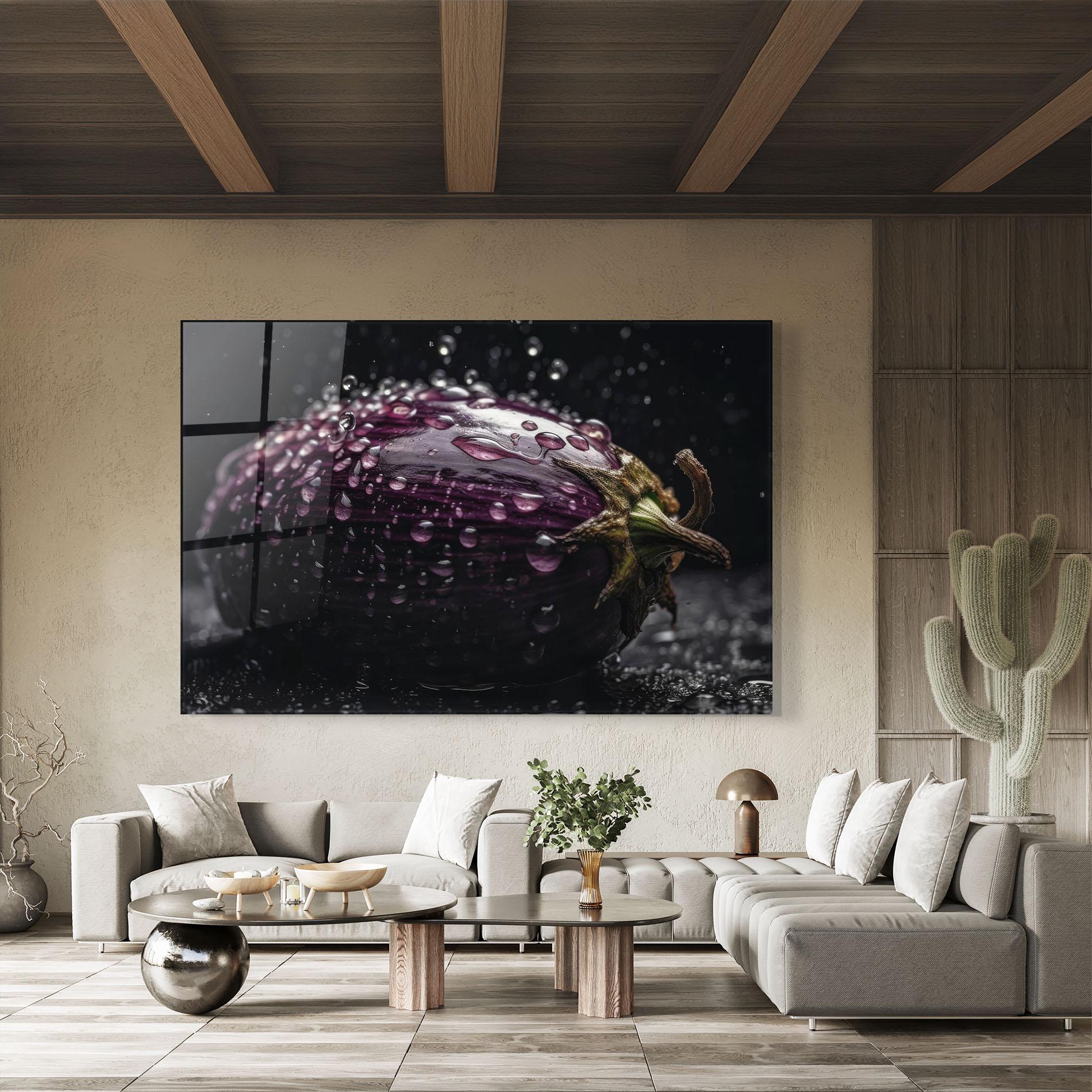 Tablou Sticla Eggplant Splash mockup 8