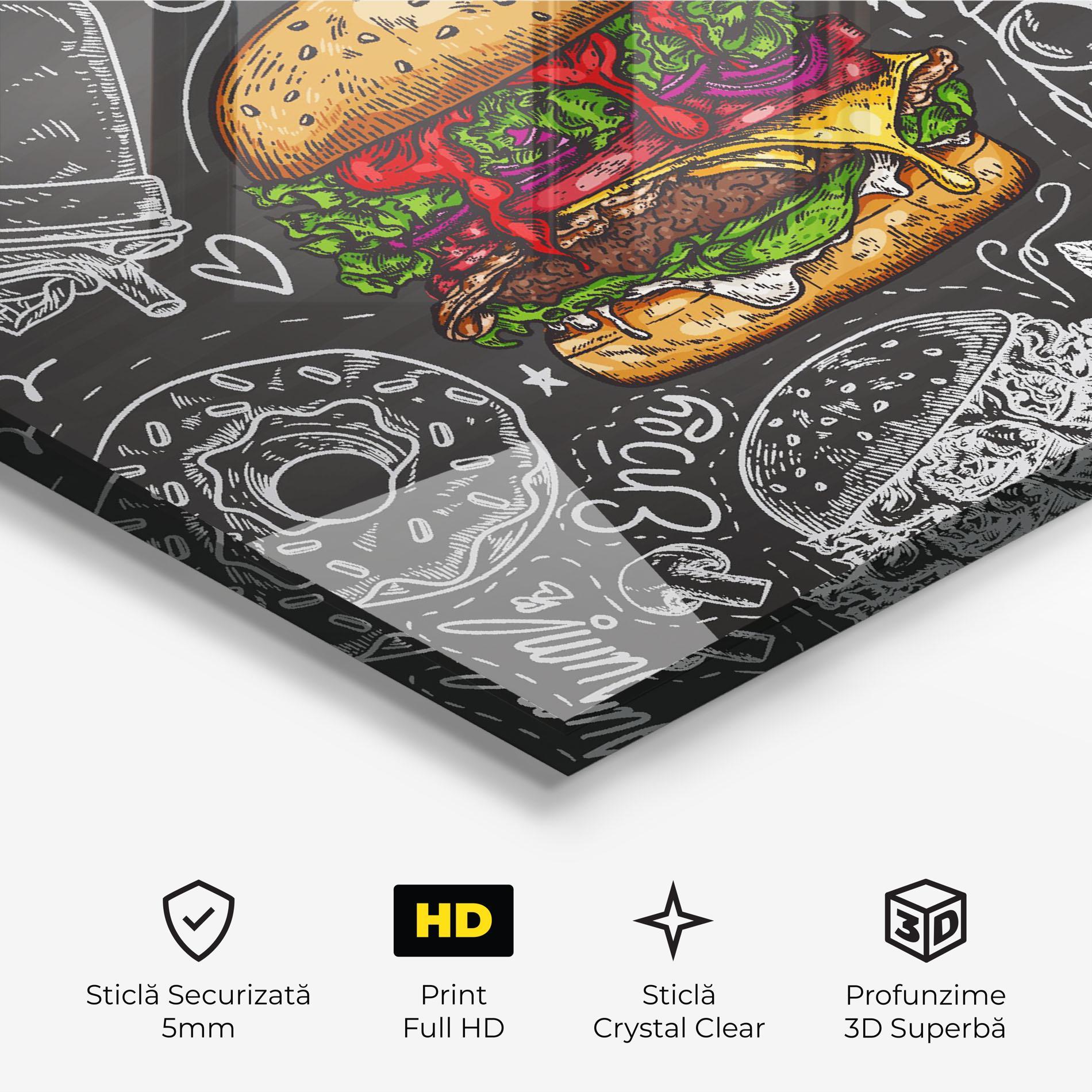 Tablou Sticla Color Mix Burger mockup 3
