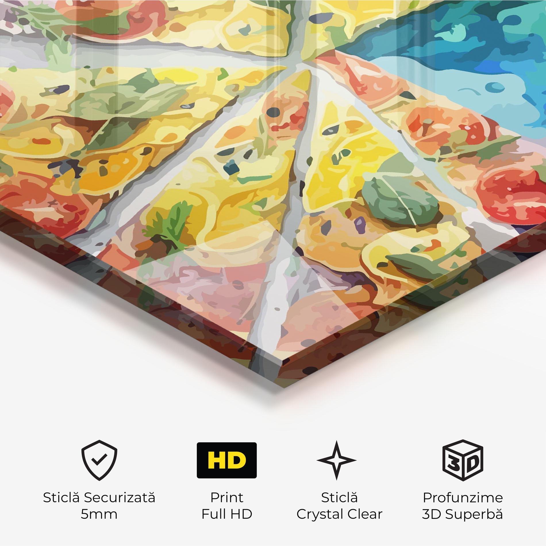 Tablou Sticla Colorful Pizza mockup 3