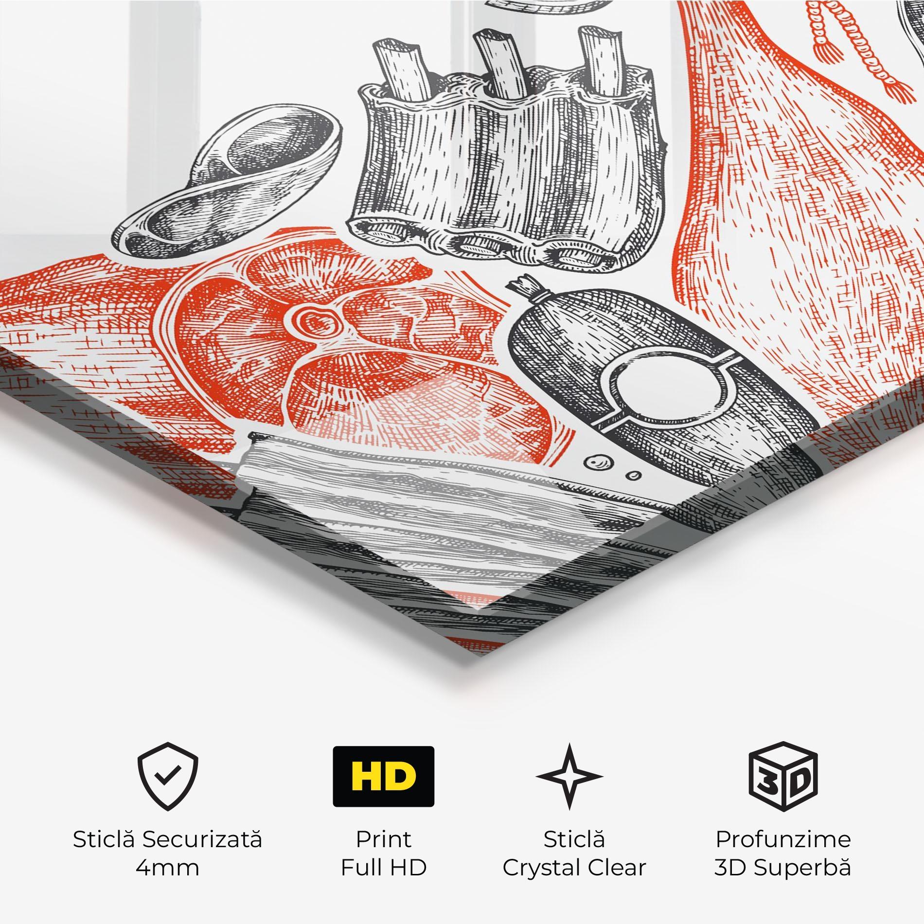 Tablou Sticla Grey Orange Meat mockup 3