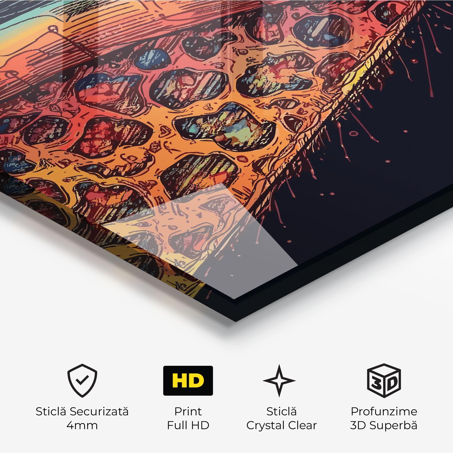 Tablou Sticla Red Orange Pizza mockup 3