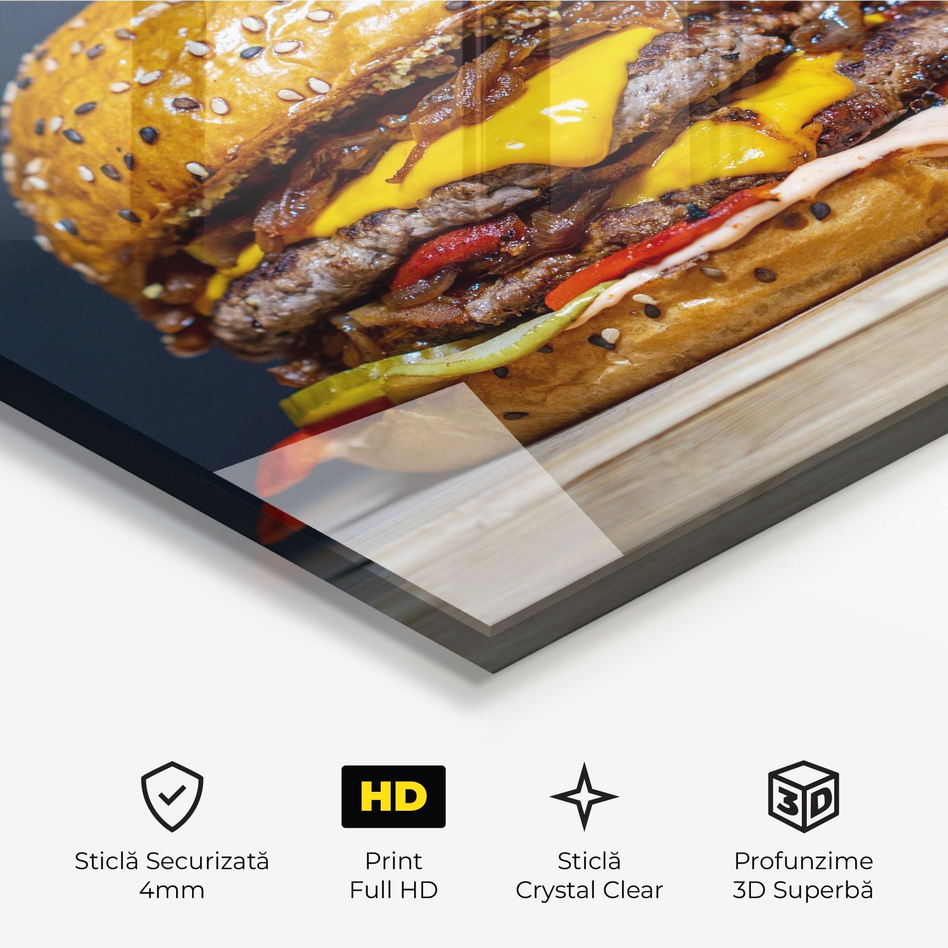 Tablou Sticla Tasty Hamburger mockup 3