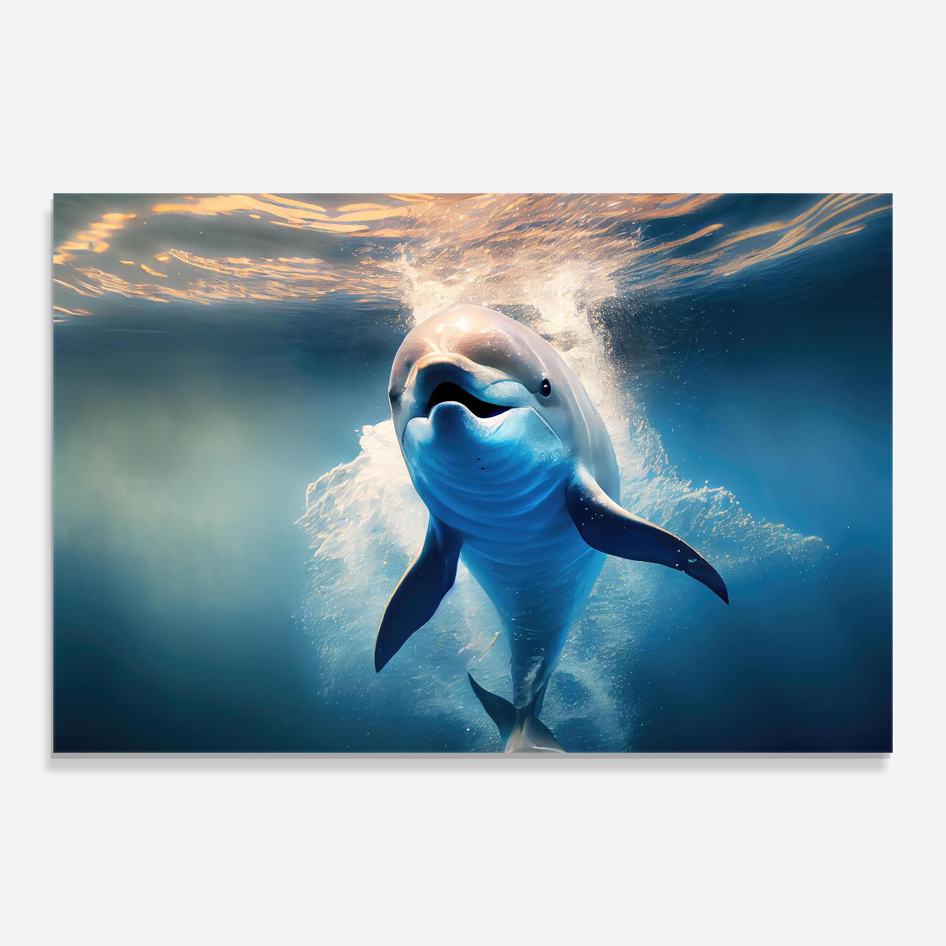 Tablou Sticla Happy Dolphin mockup 0