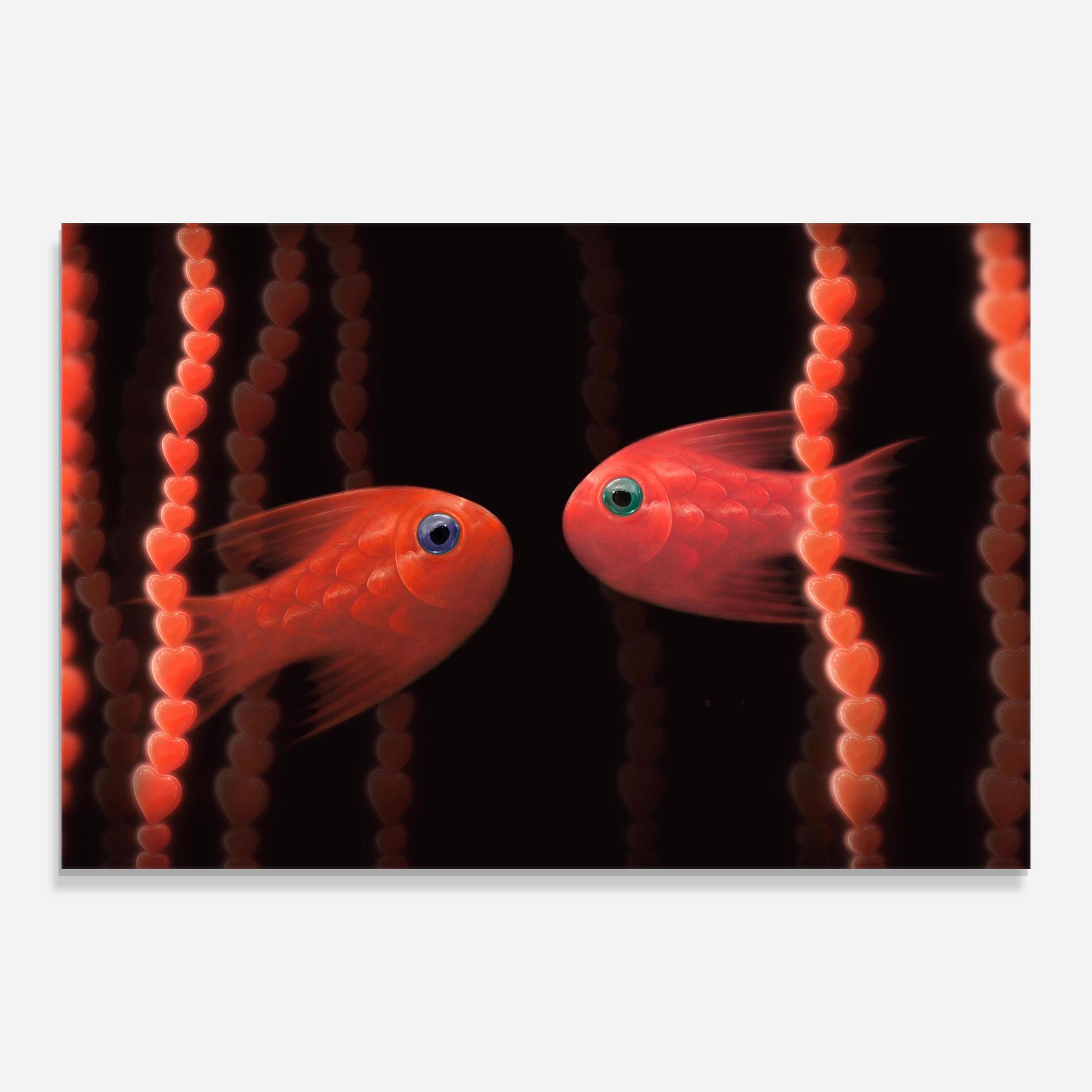 Tablou Sticla Orange Fish Heart mockup 0