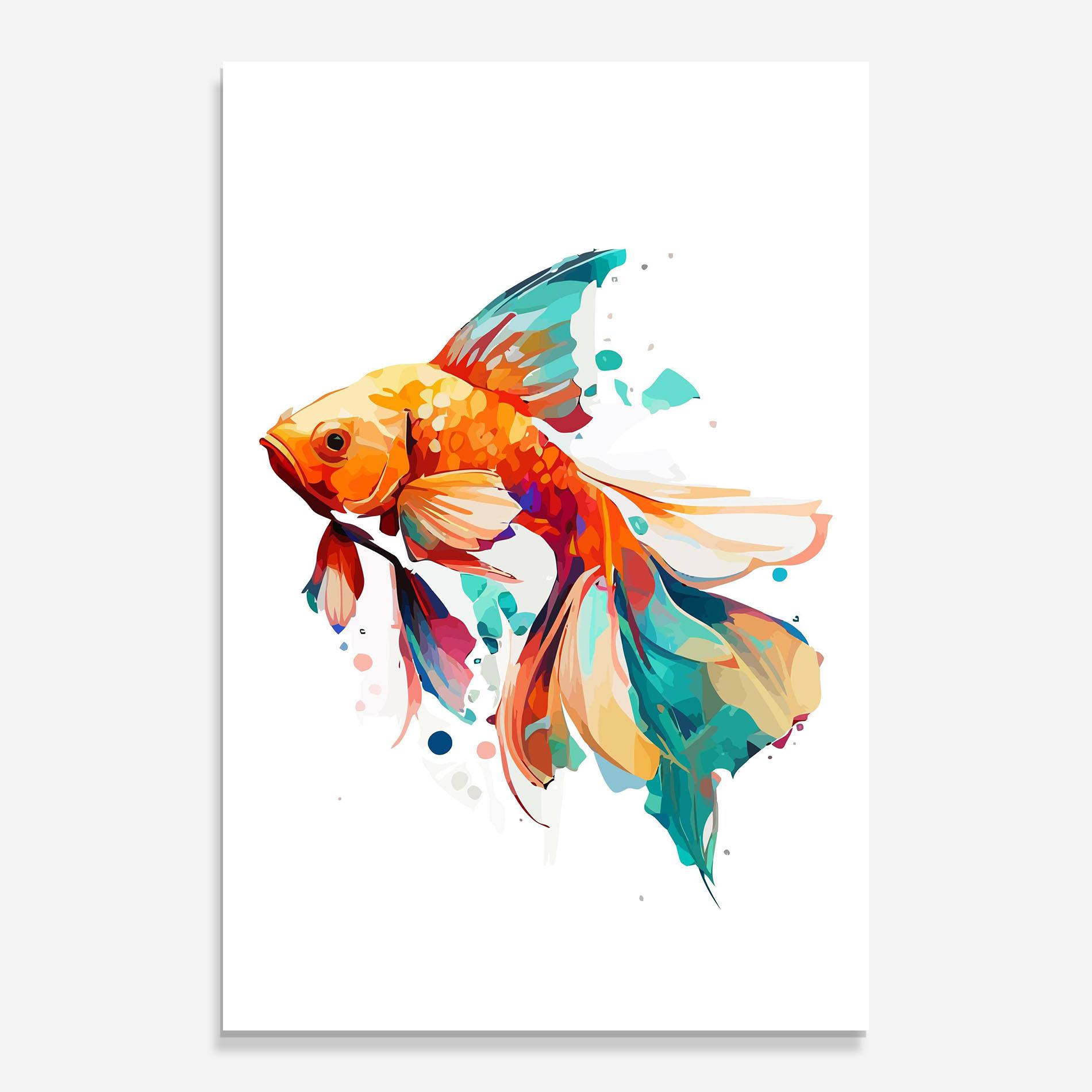 Tablou Sticla Blue Orange Fish mockup 0