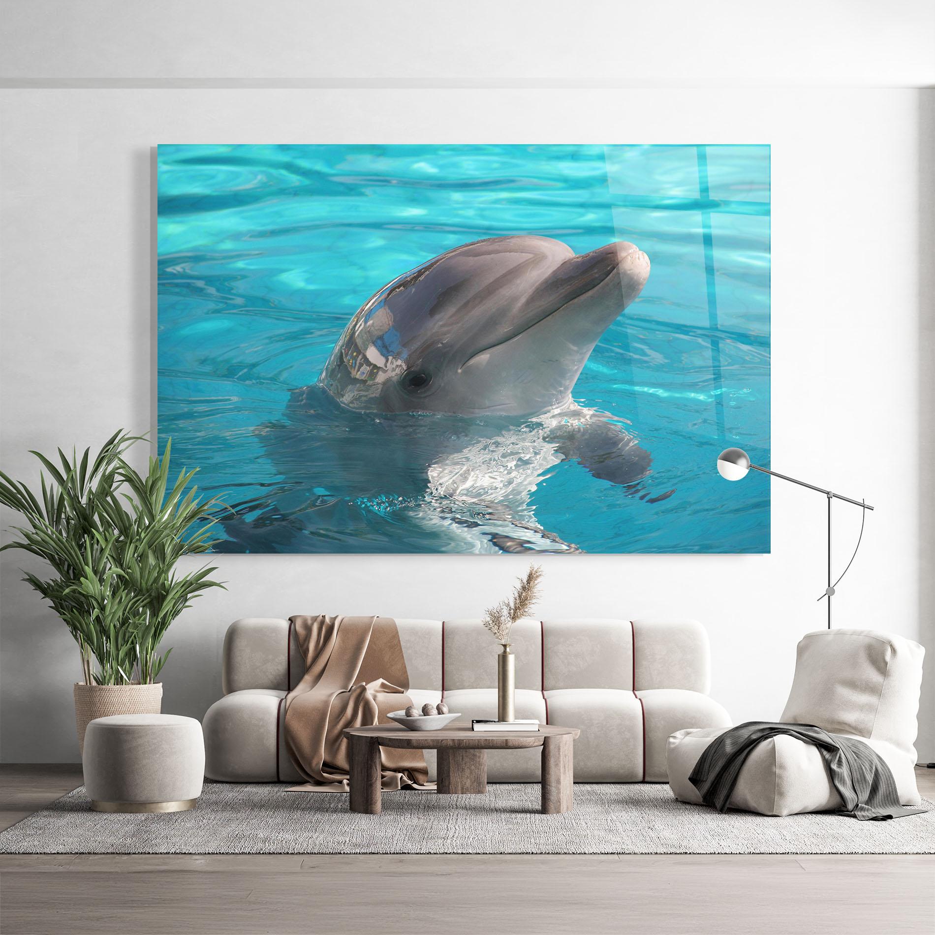 Tablou Sticla Dolphin Poses mockup 9