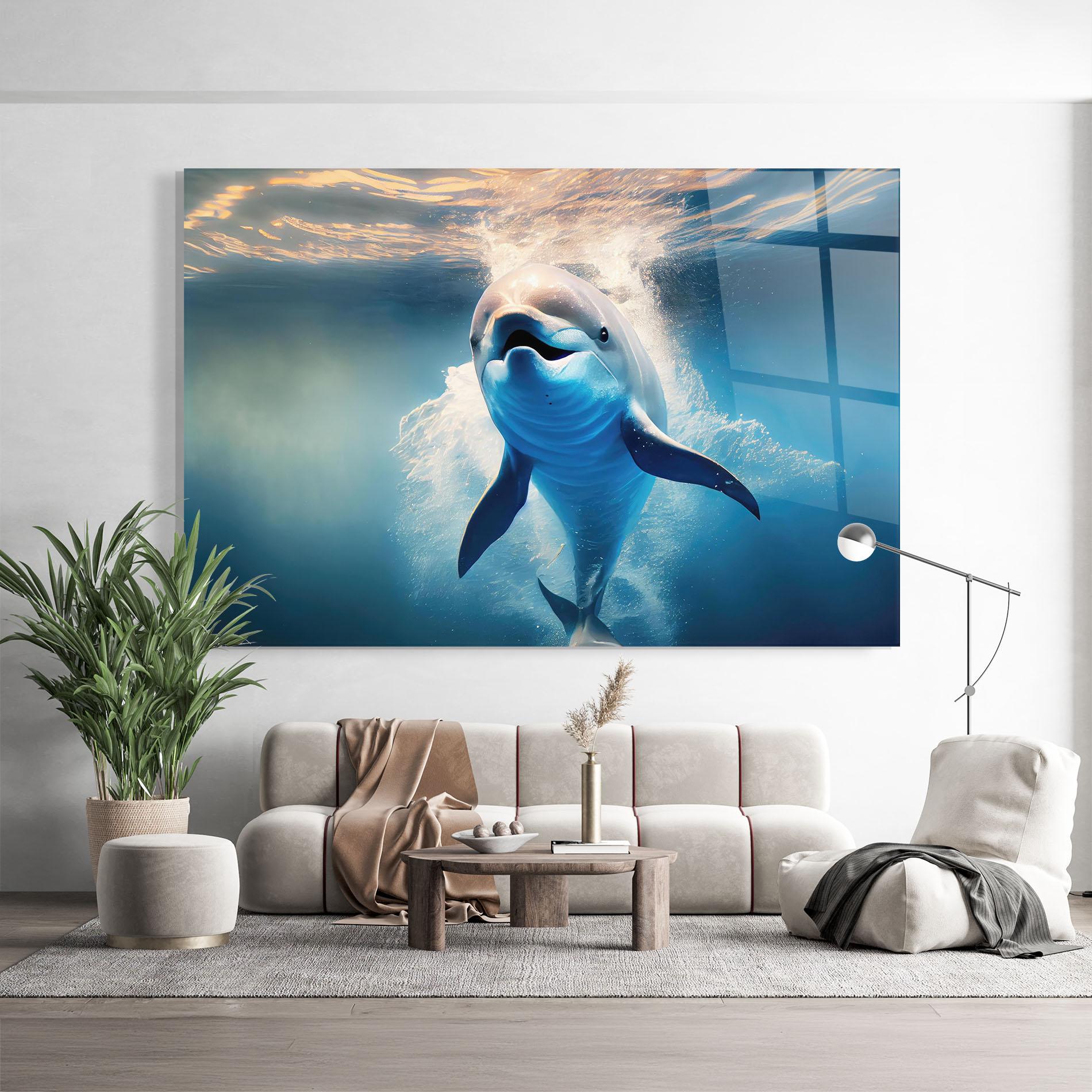 Tablou Sticla Happy Dolphin mockup 9