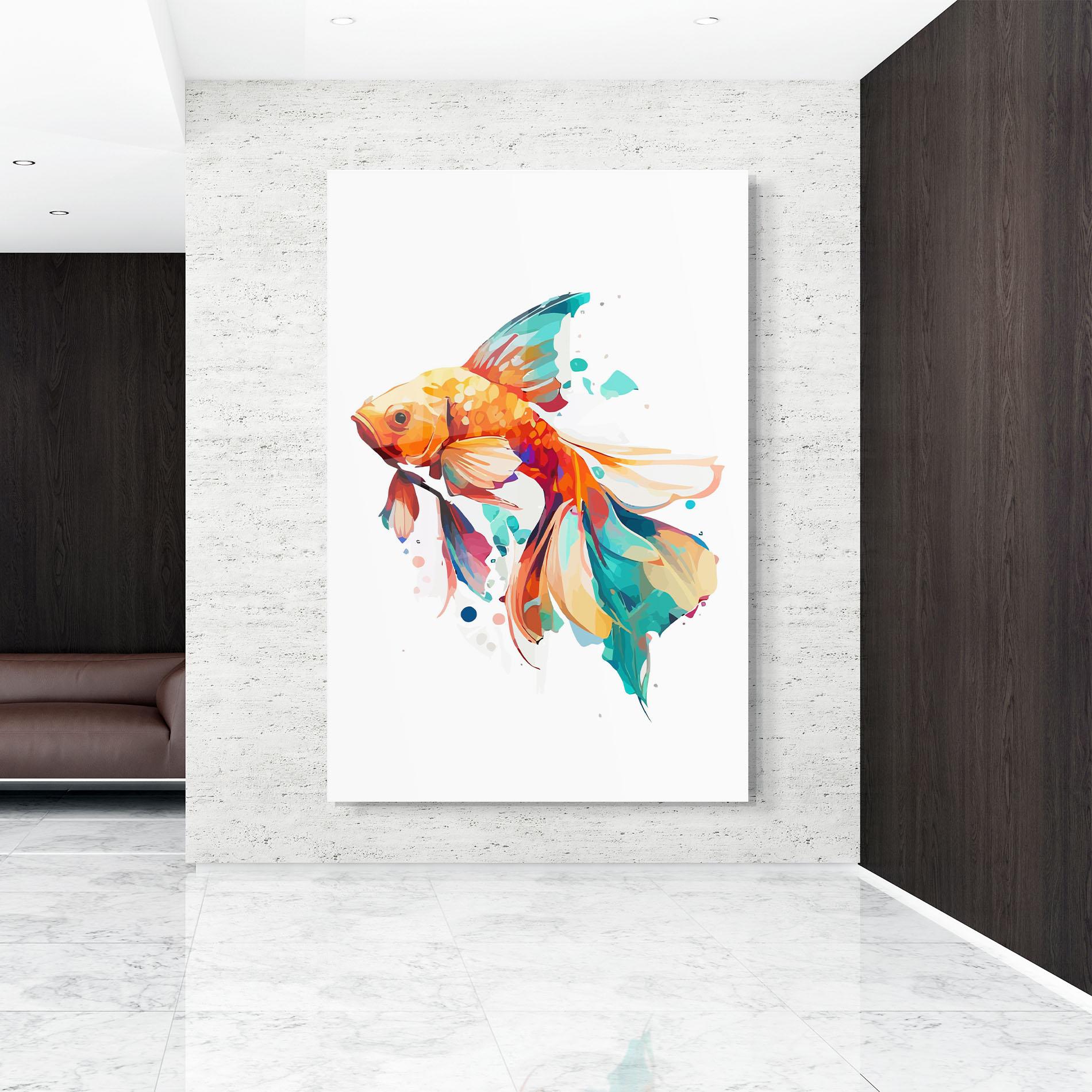 Tablou Sticla Blue Orange Fish mockup 9