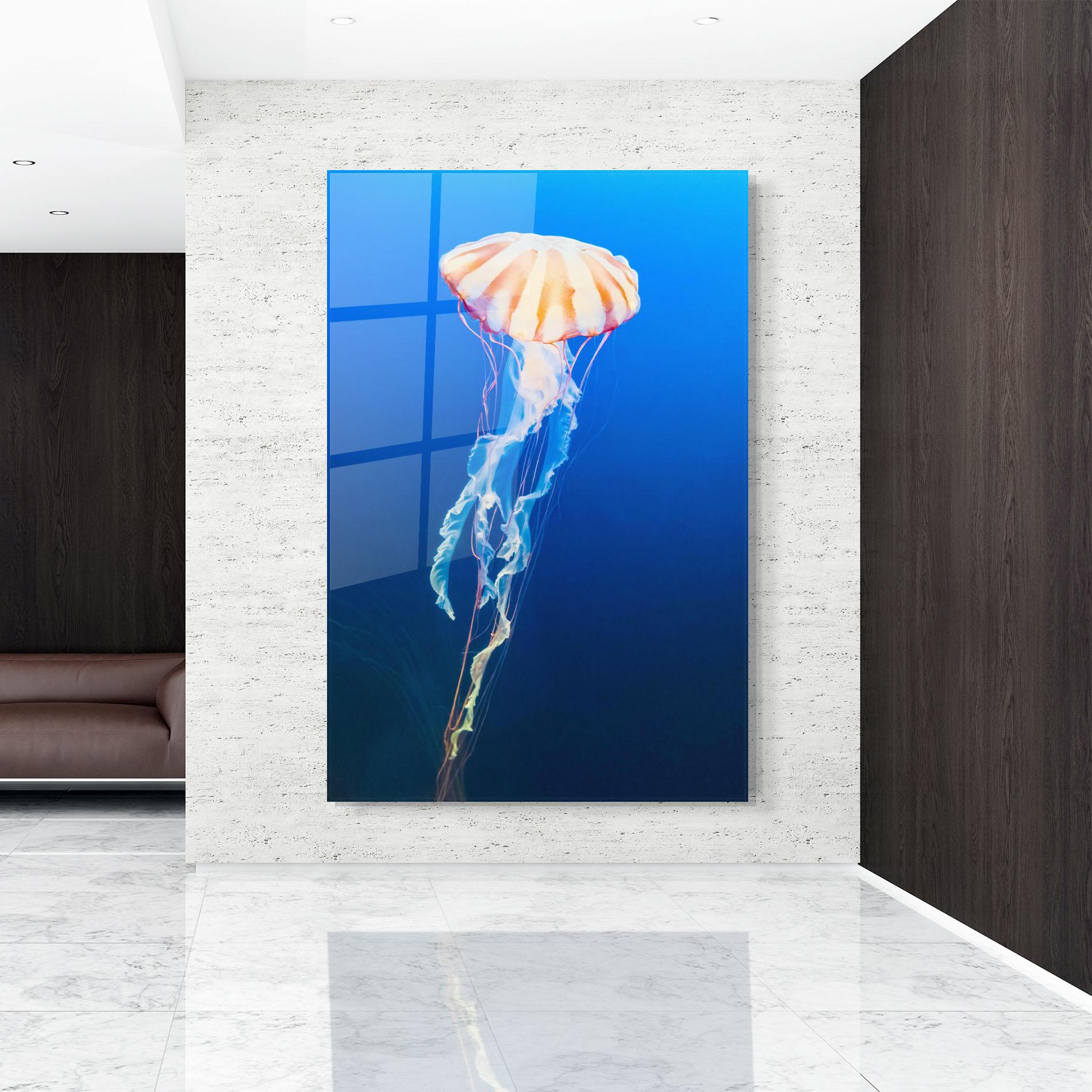 Tablou Sticla Cream Jellyfish mockup 9