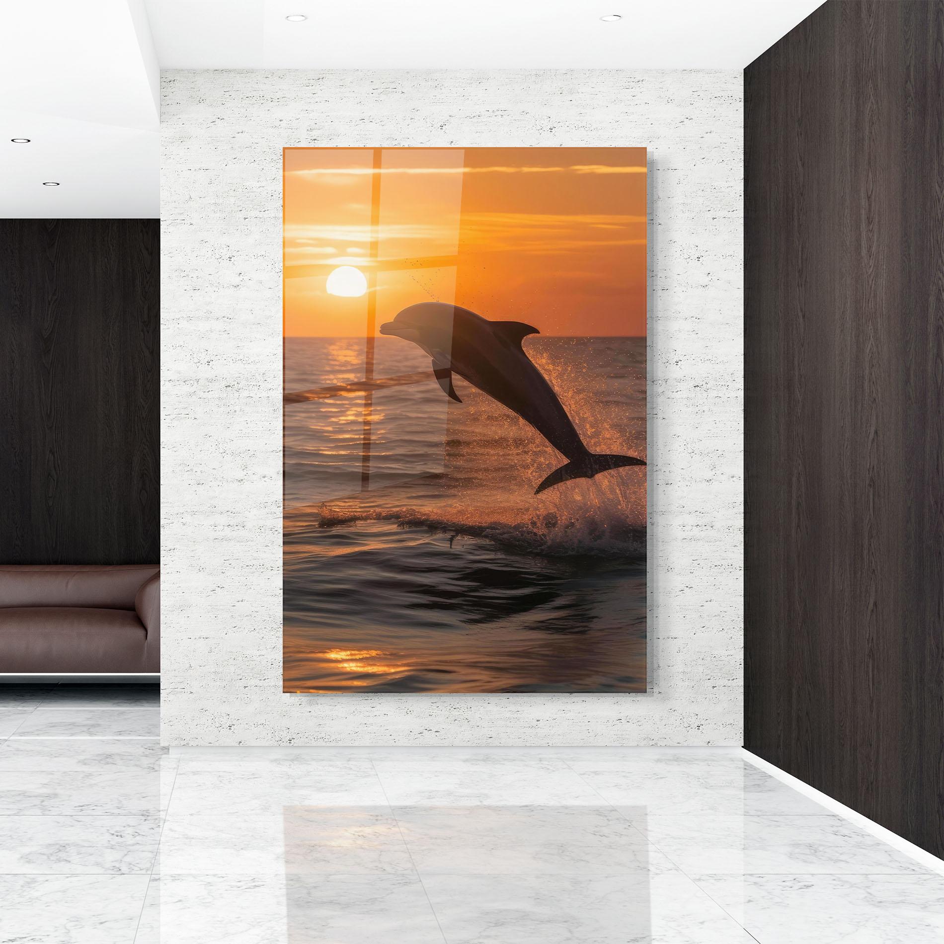 Tablou Sticla Dolphin Jump mockup 9