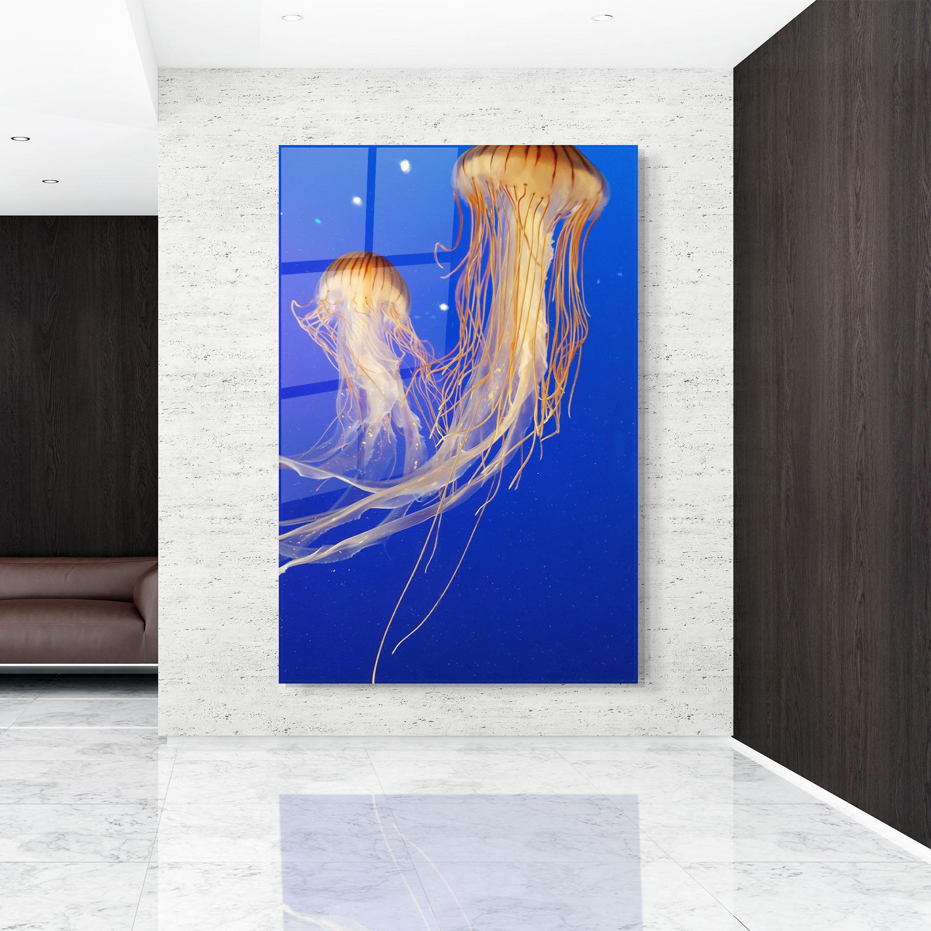 Tablou Sticla Light Orange Jellyfish mockup 9