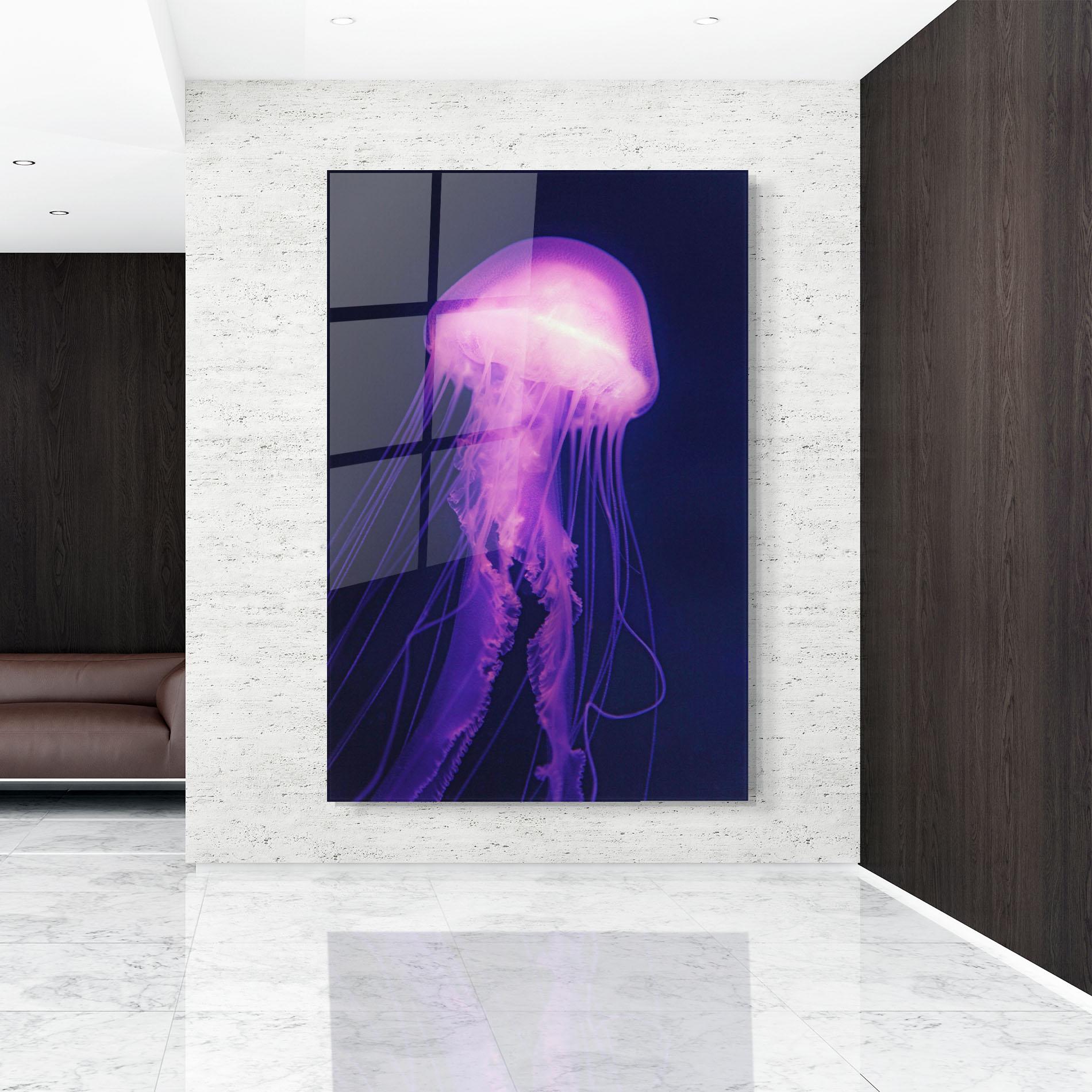 Tablou Sticla Light Purple Jellyfish mockup 9