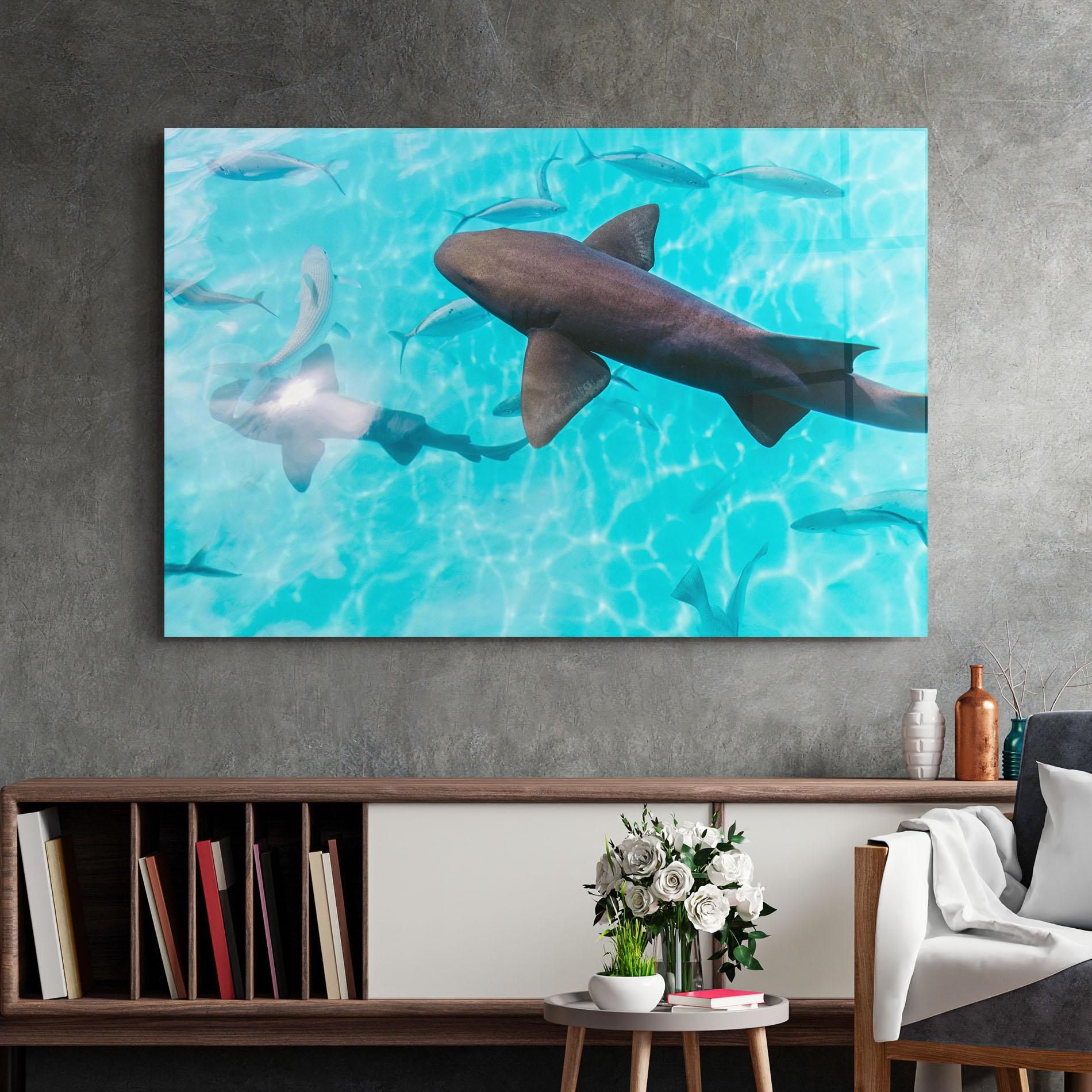 Tablou Sticla Cute Shark mockup 2