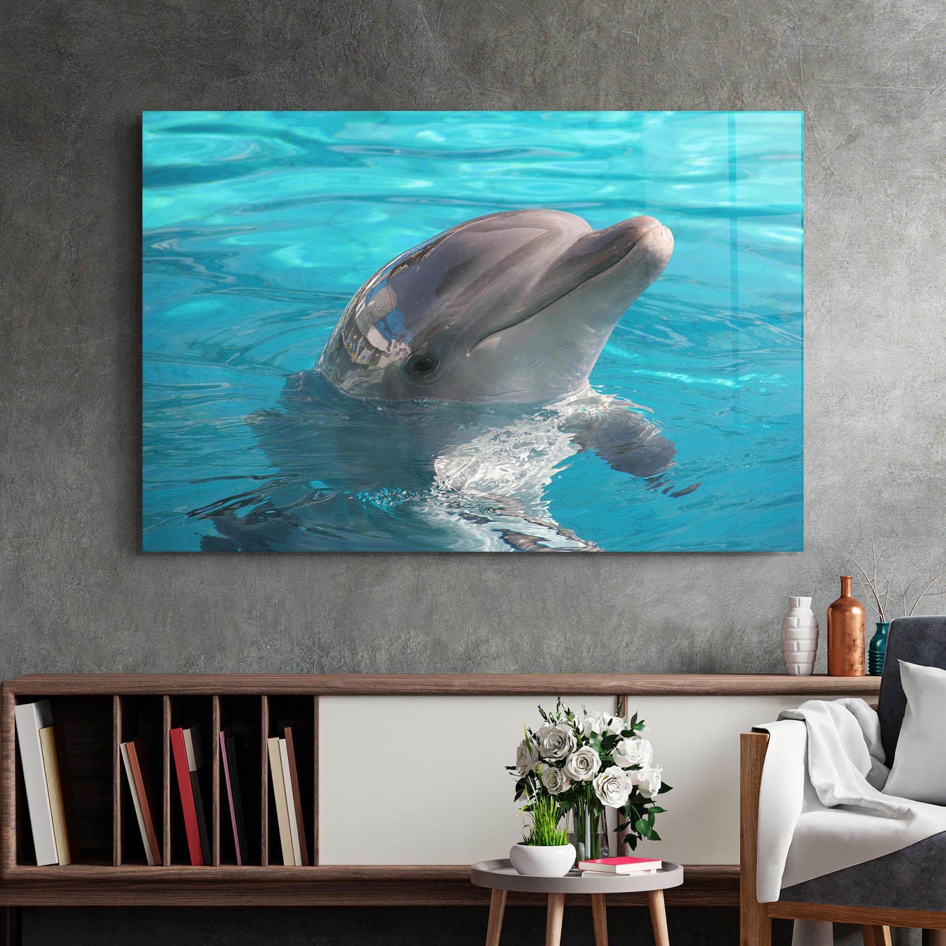 Tablou Sticla Dolphin Poses mockup 2