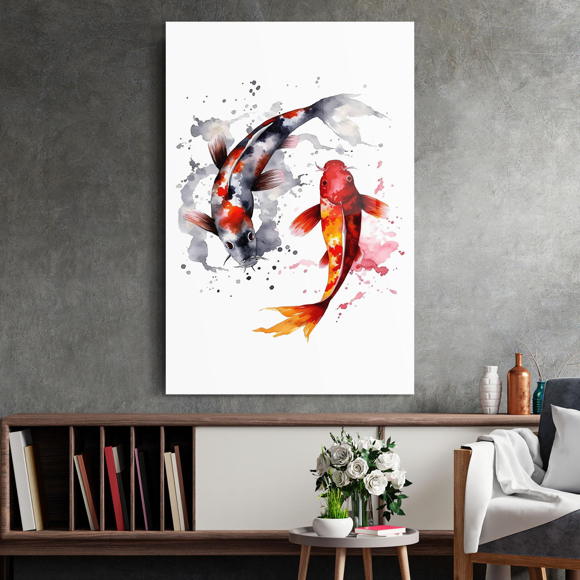 Tablou Sticla Beautiful Koi mockup 2