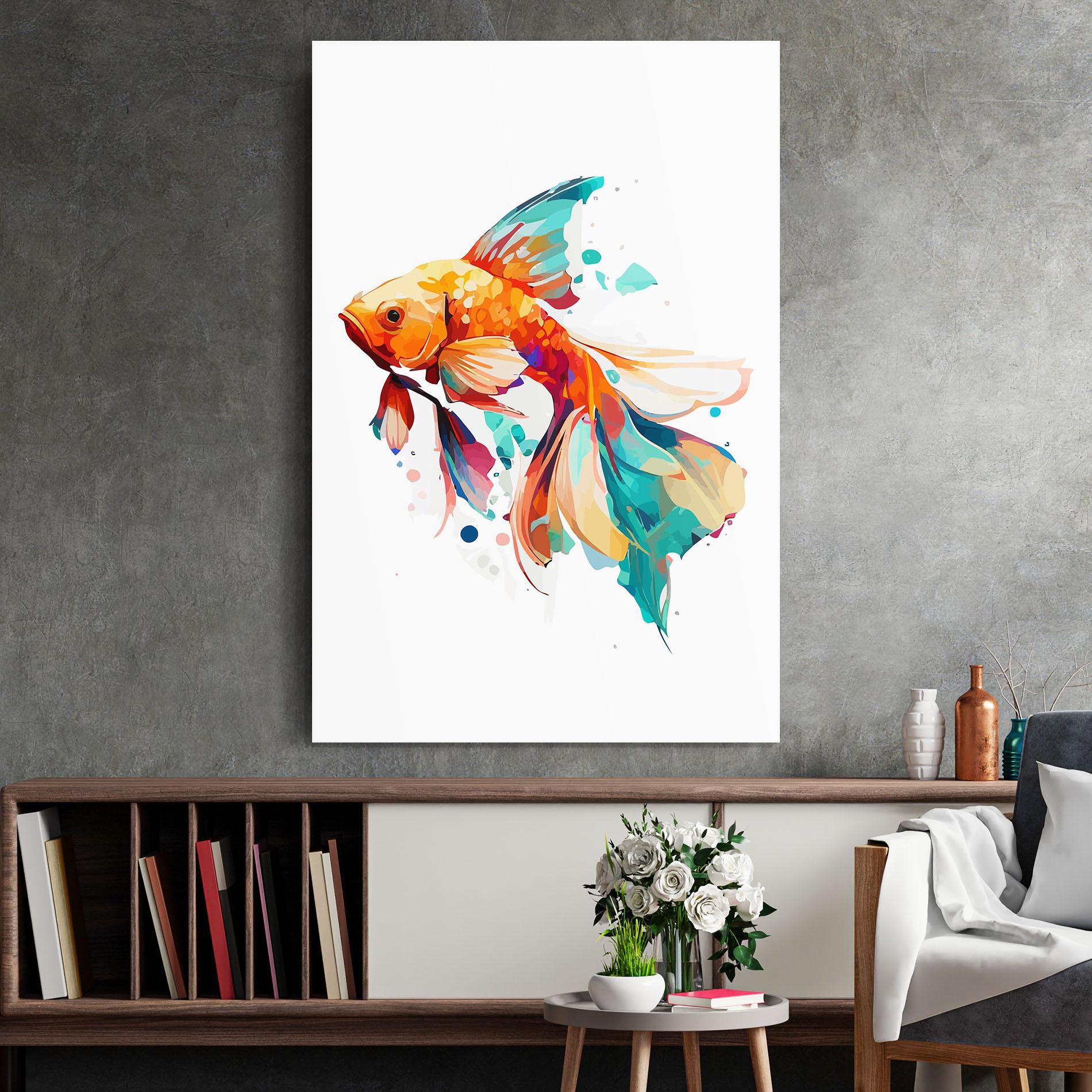Tablou Sticla Blue Orange Fish mockup 2