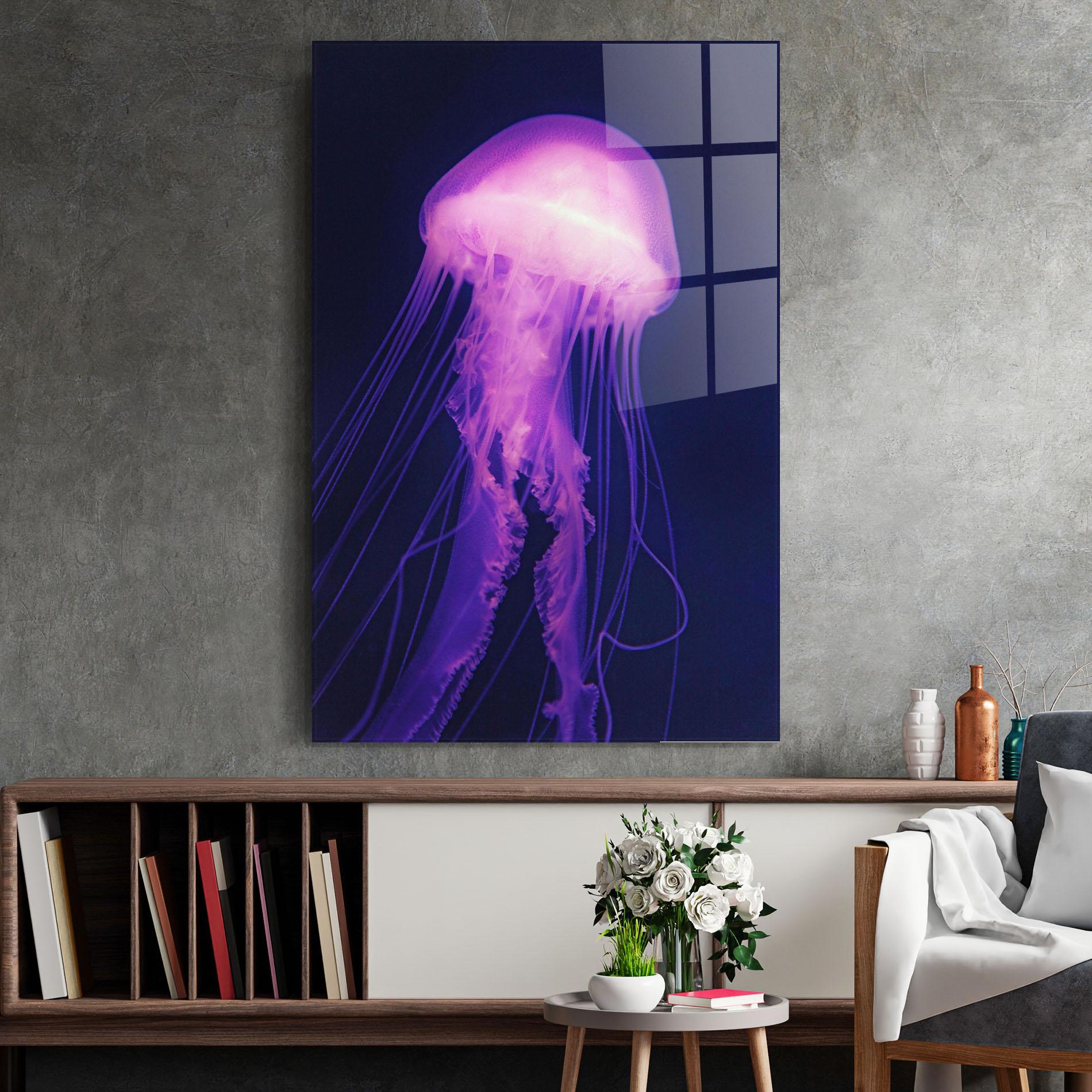 Tablou Sticla Light Purple Jellyfish mockup 2