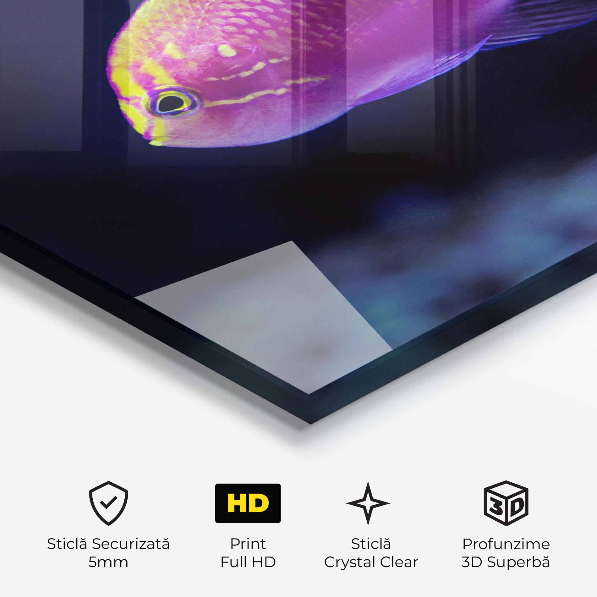 Tablou Sticla Angry Pink Fish mockup 3