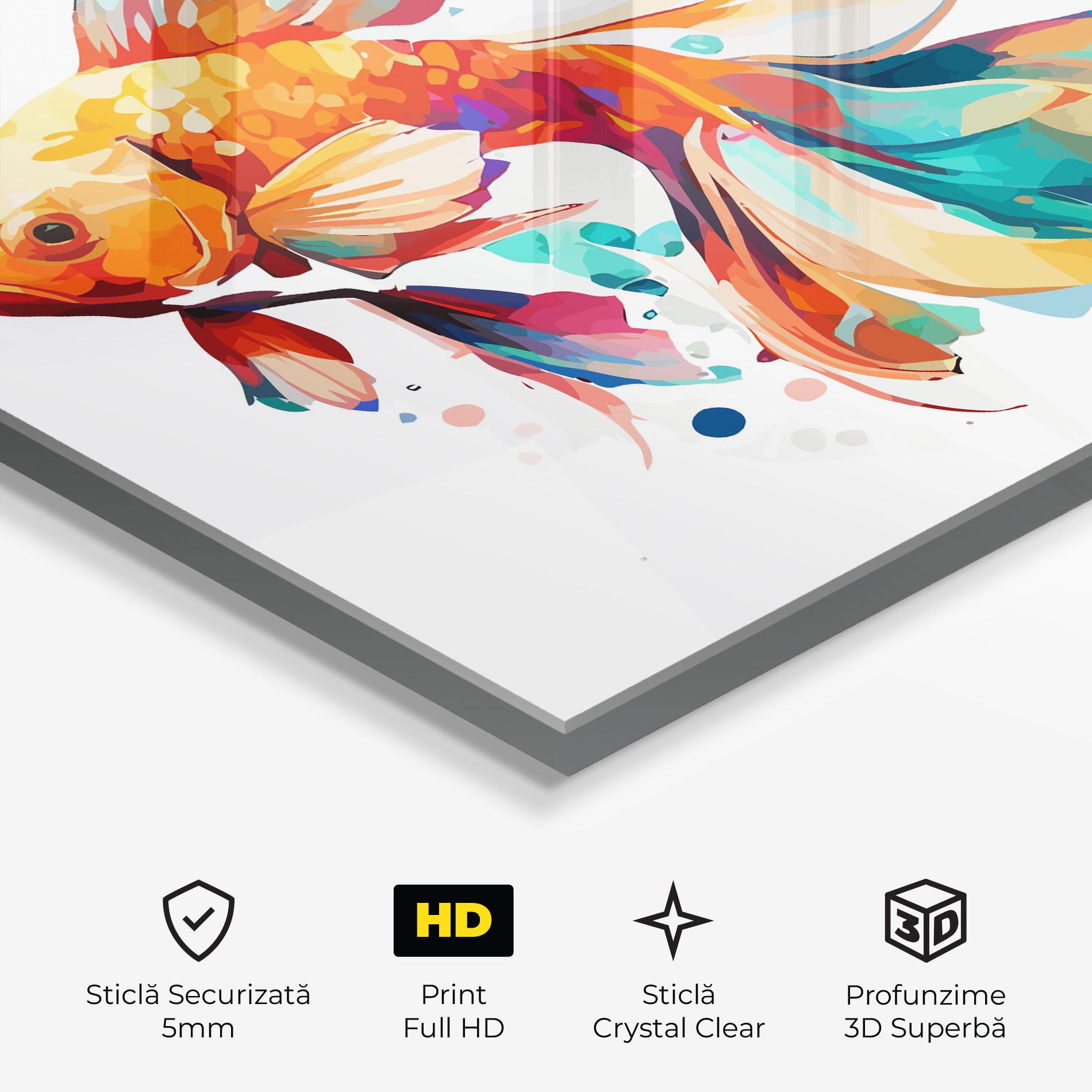 Tablou Sticla Blue Orange Fish mockup 3