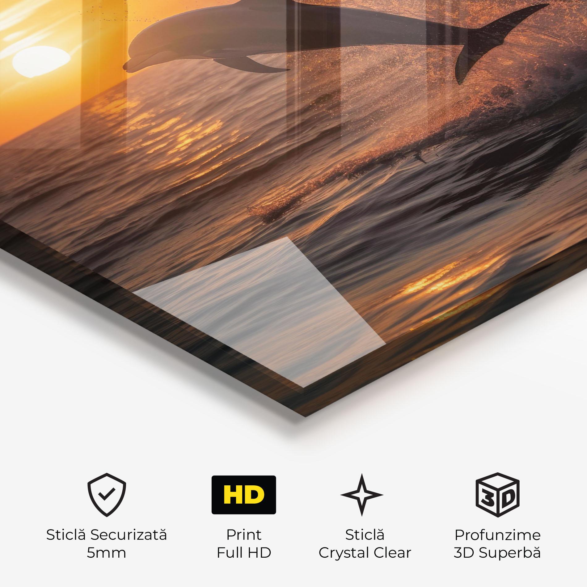 Tablou Sticla Dolphin Jump mockup 3