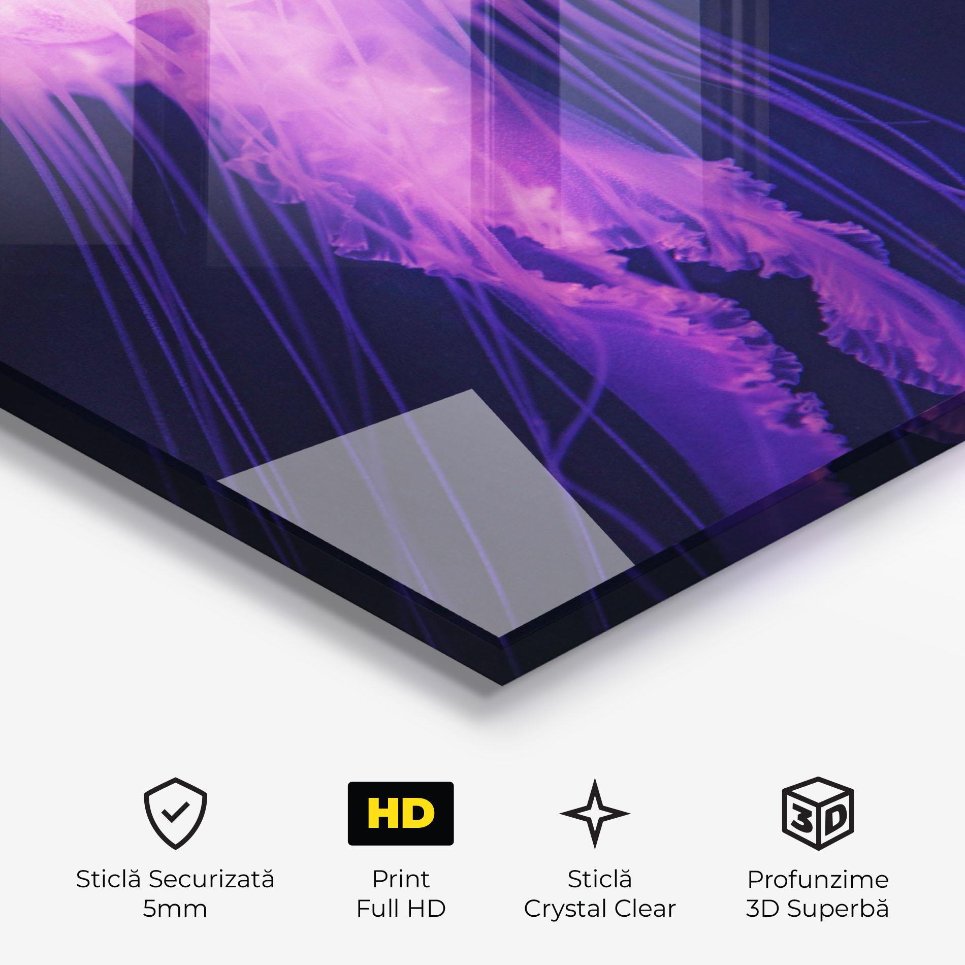 Tablou Sticla Light Purple Jellyfish mockup 3