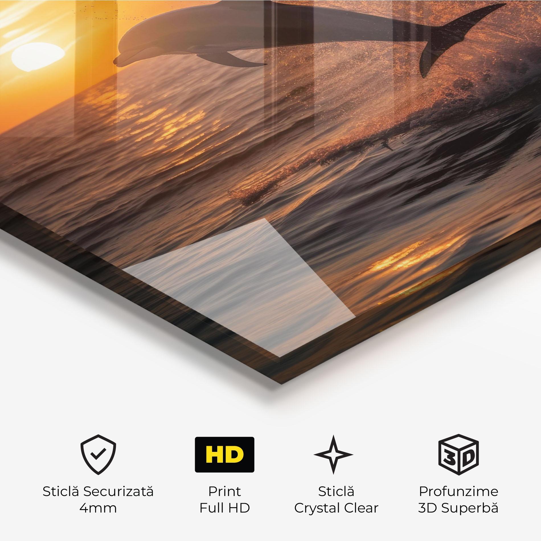 Tablou Sticla Dolphin Jump mockup 3