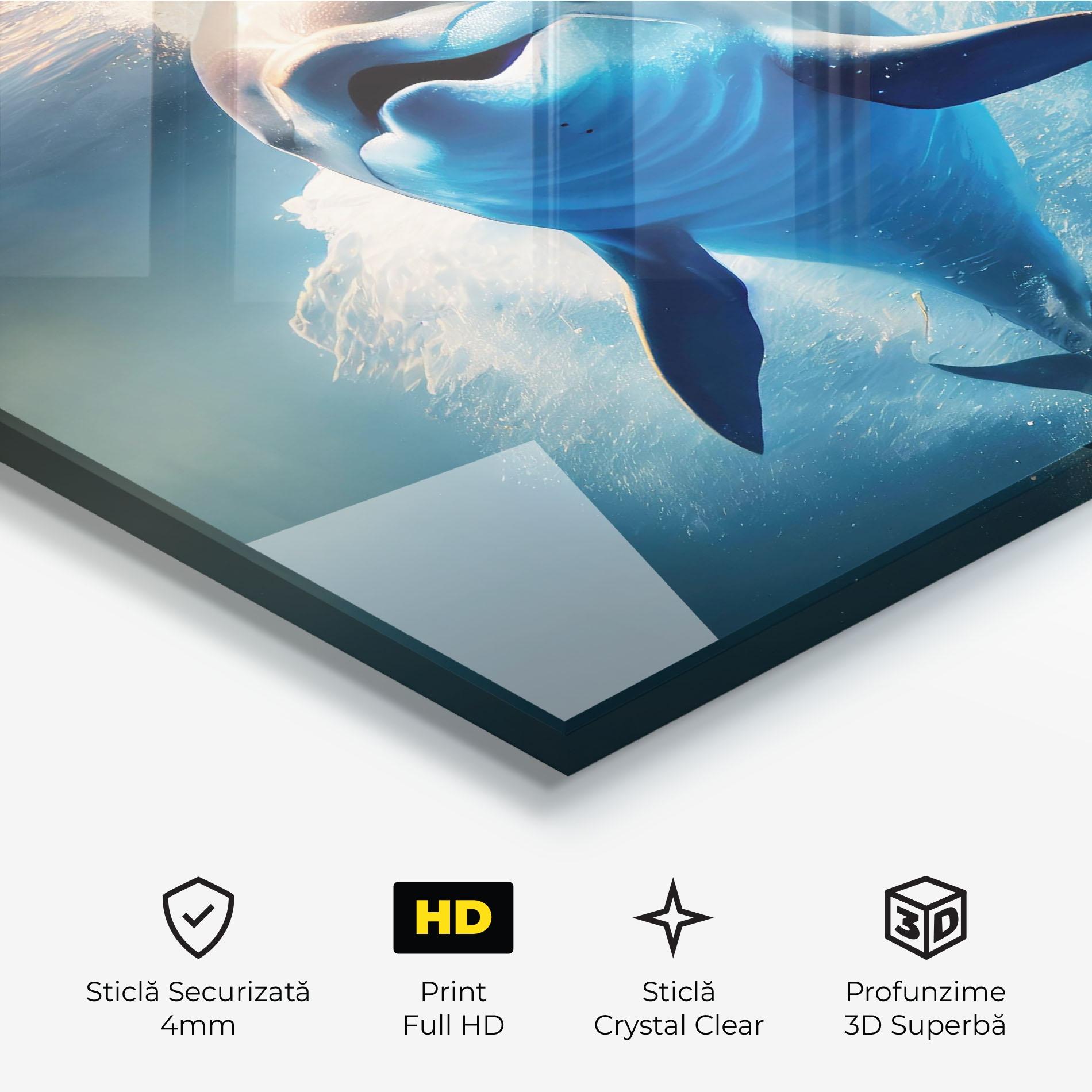 Tablou Sticla Happy Dolphin mockup 3