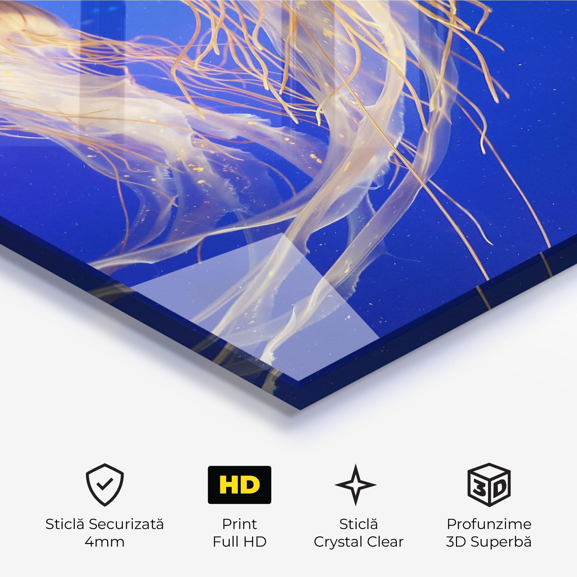 Tablou Sticla Light Orange Jellyfish mockup 3