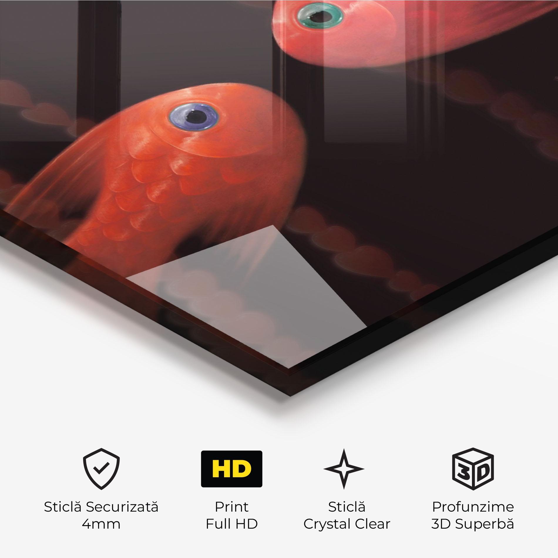 Tablou Sticla Orange Fish Heart mockup 3