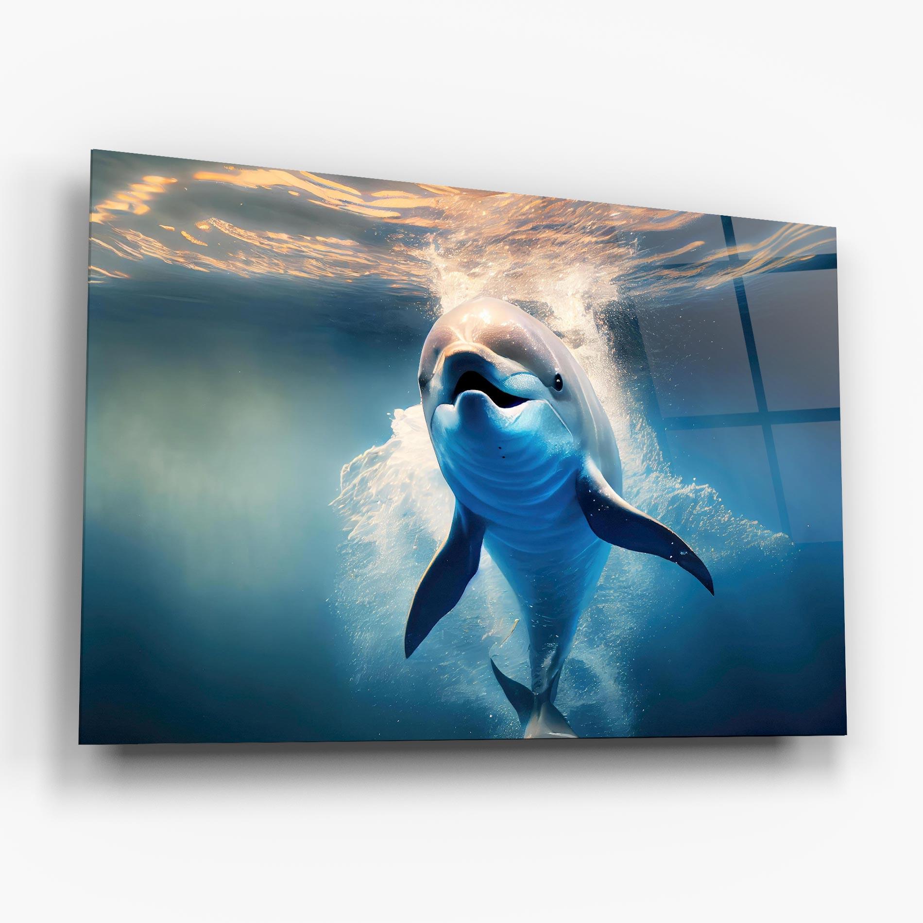 Tablou Sticla Happy Dolphin mockup 6
