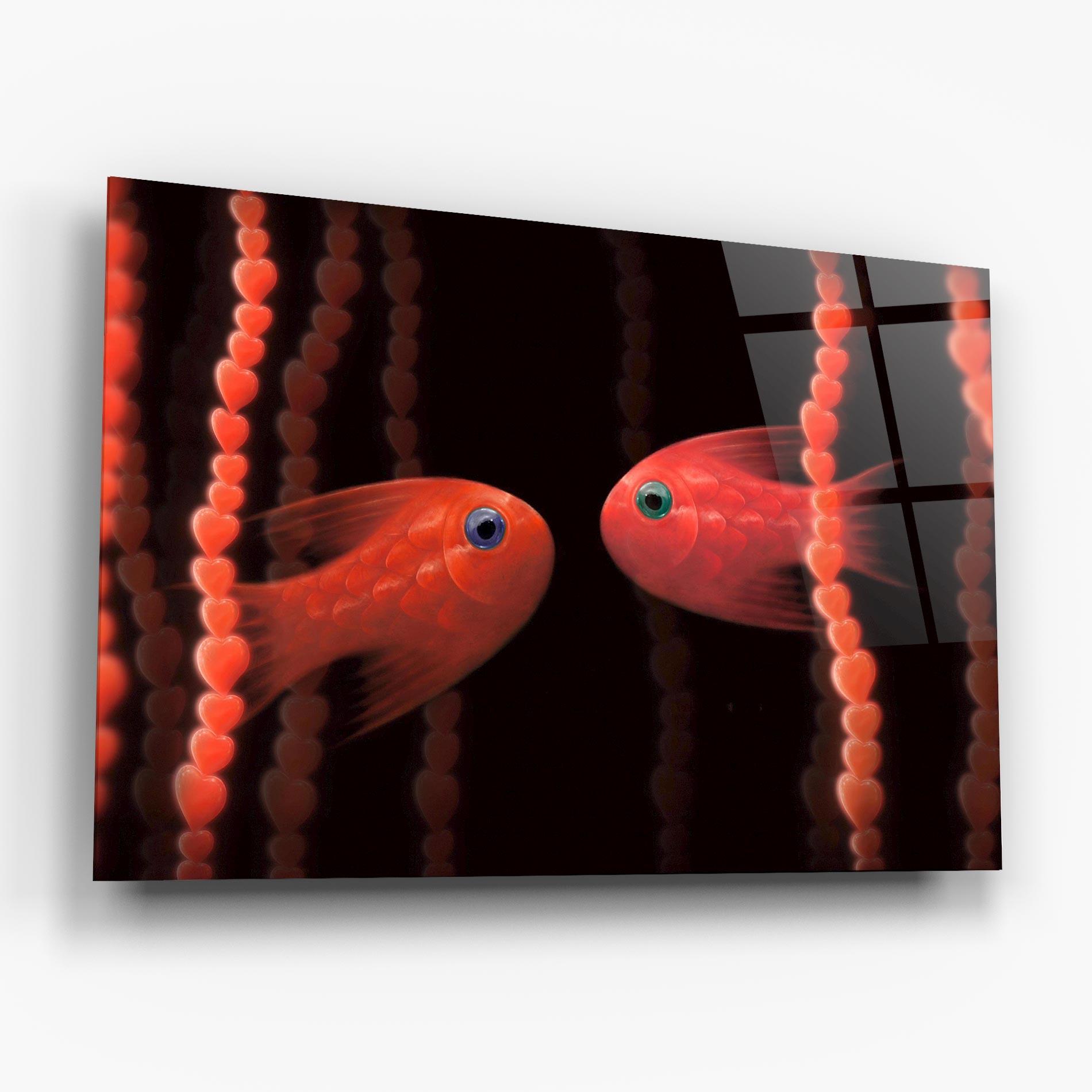 Tablou Sticla Orange Fish Heart mockup 6