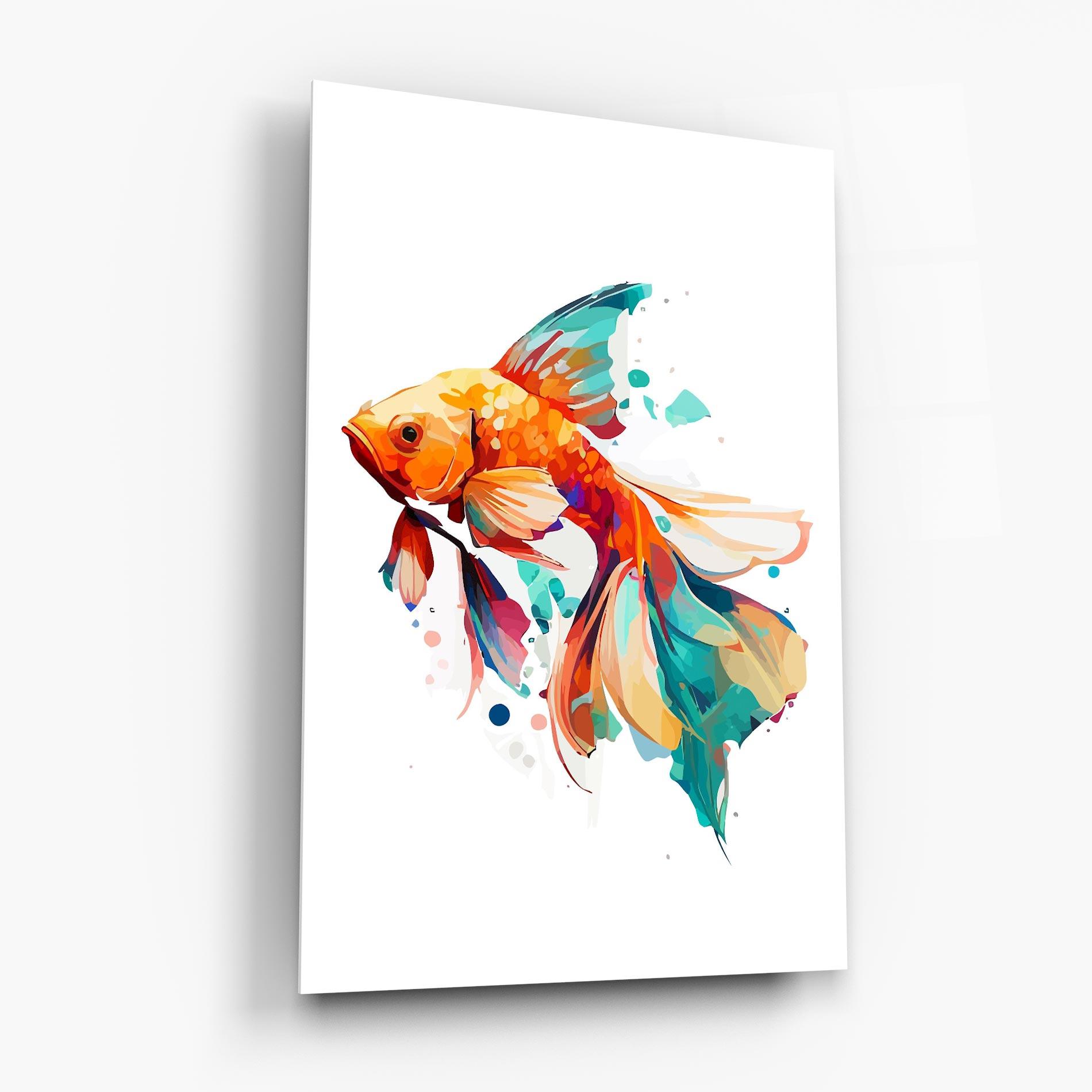 Tablou Sticla Blue Orange Fish mockup 6