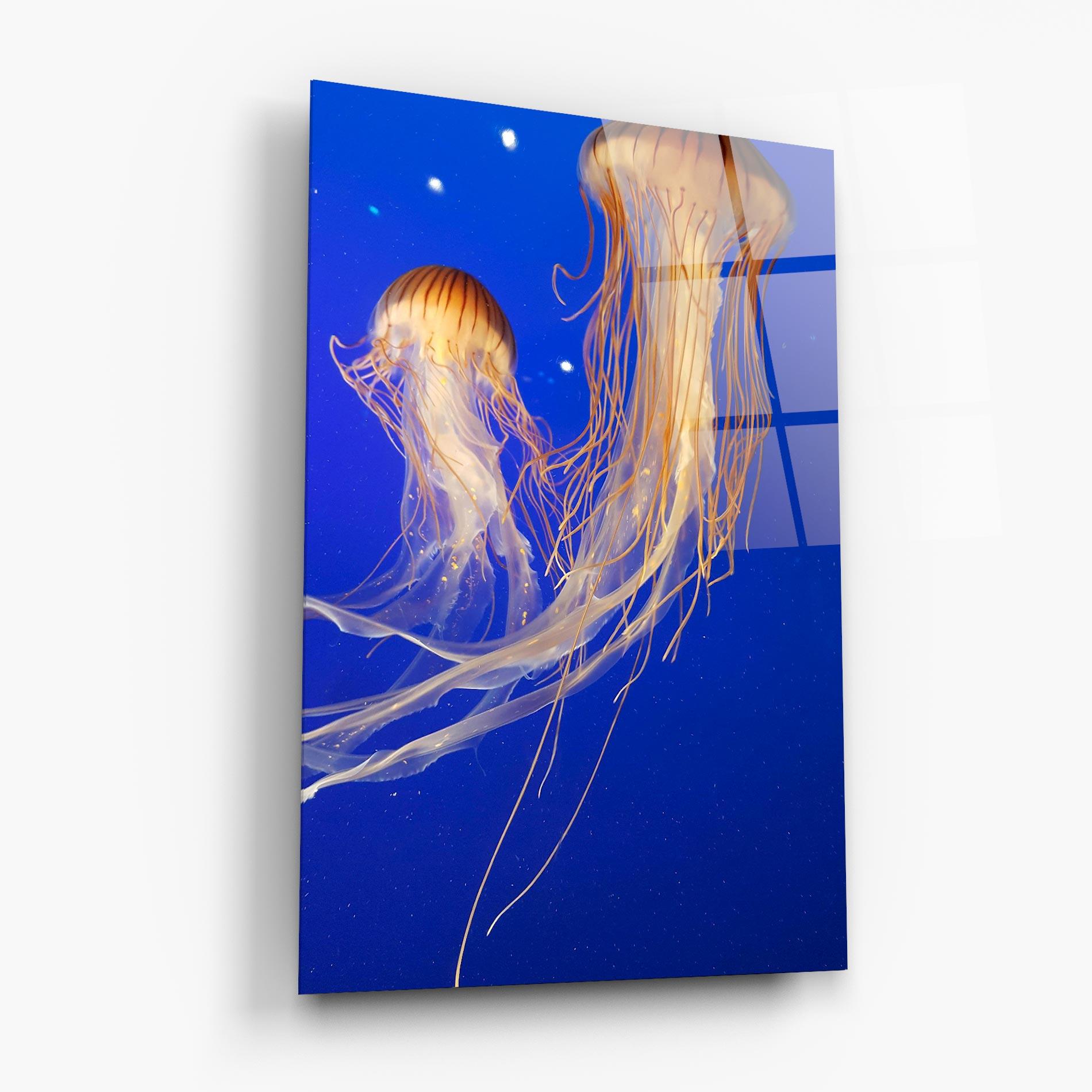 Tablou Sticla Light Orange Jellyfish mockup 6
