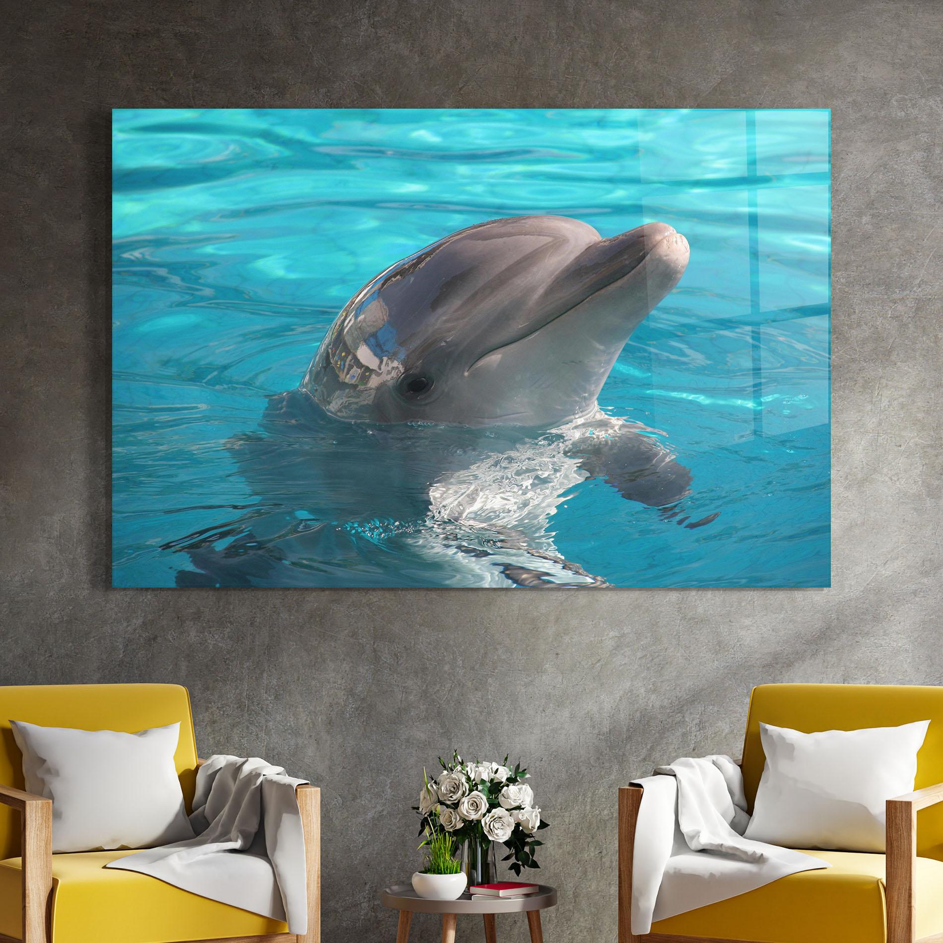 Tablou Sticla Dolphin Poses mockup 4