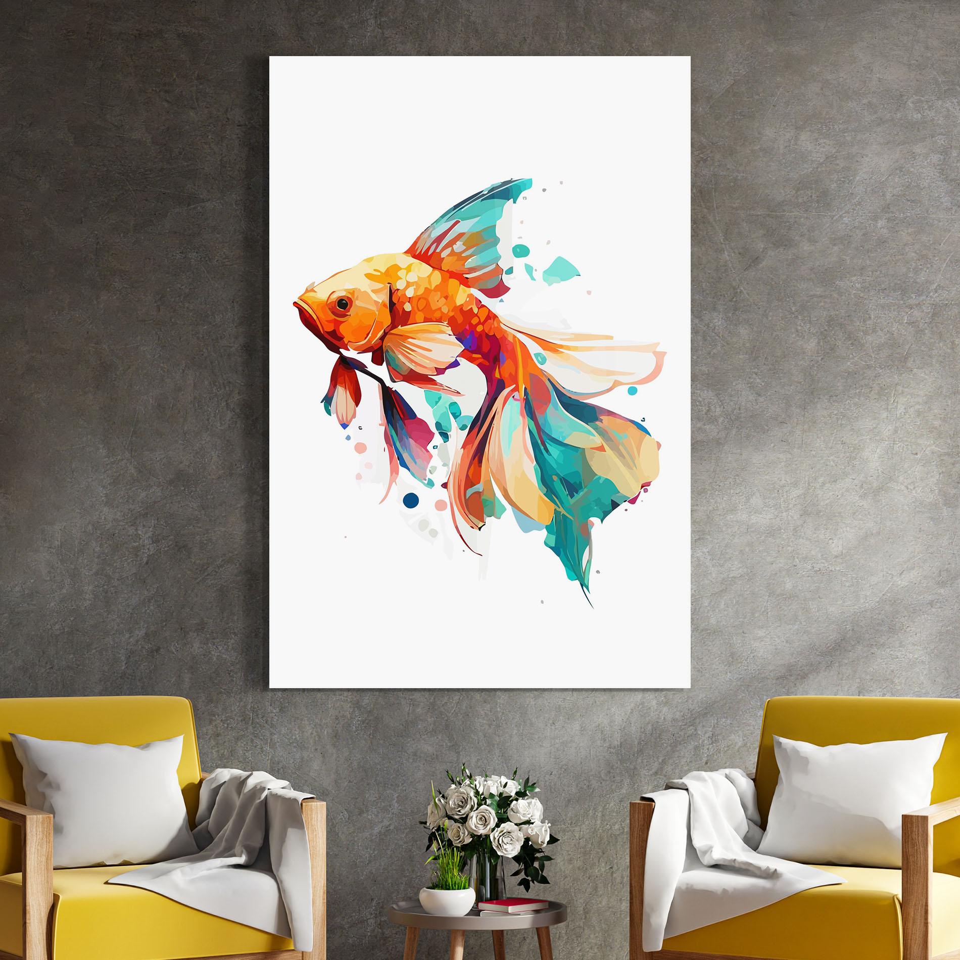 Tablou Sticla Blue Orange Fish mockup 4