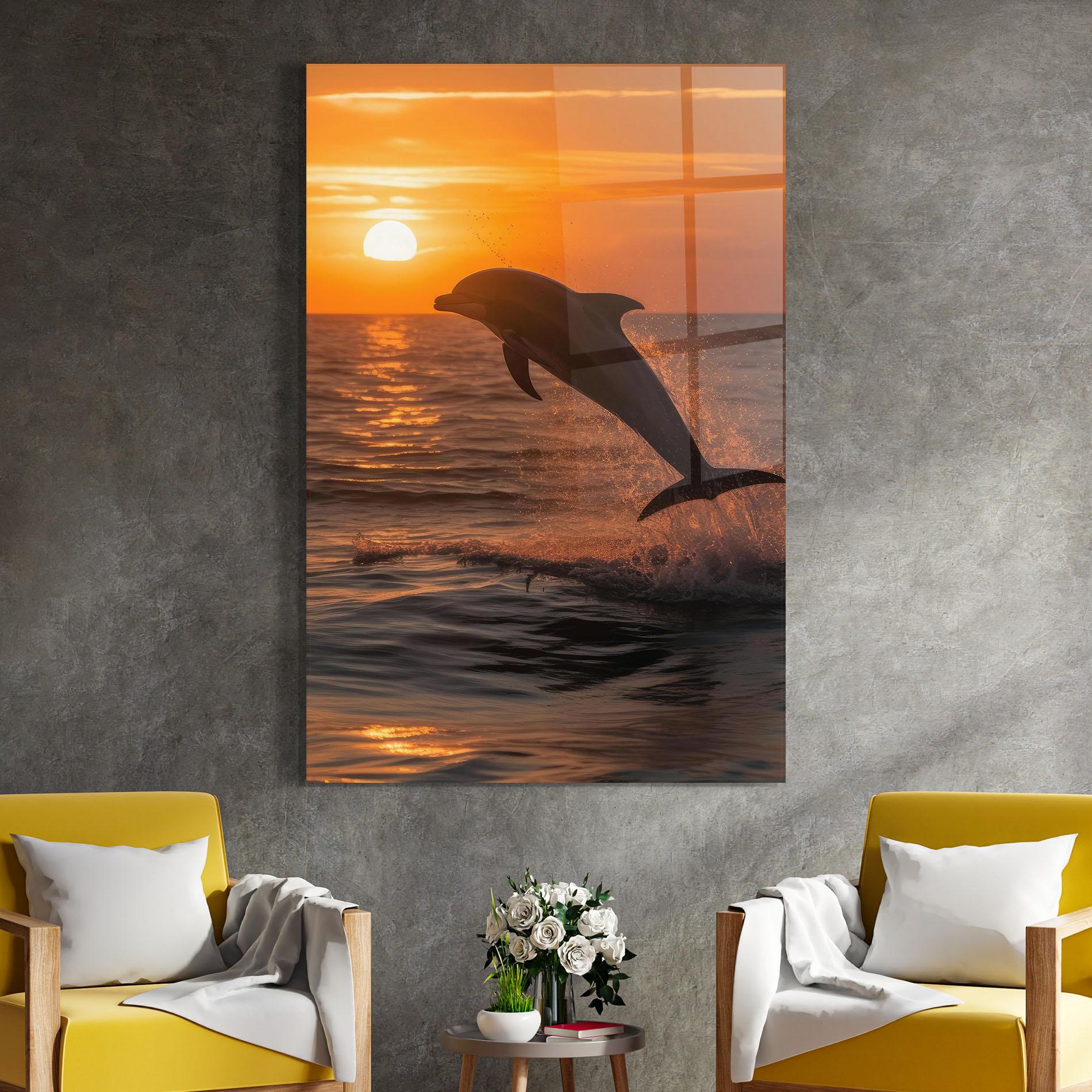 Tablou Sticla Dolphin Jump mockup 4