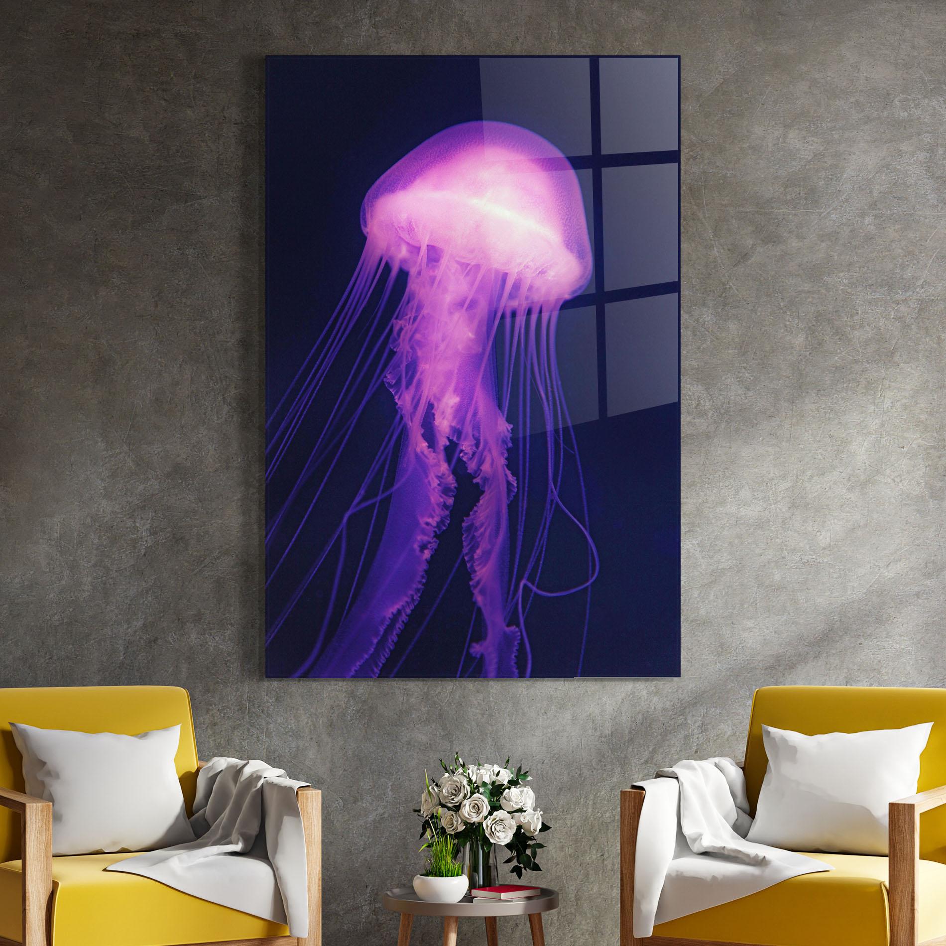 Tablou Sticla Light Purple Jellyfish mockup 4