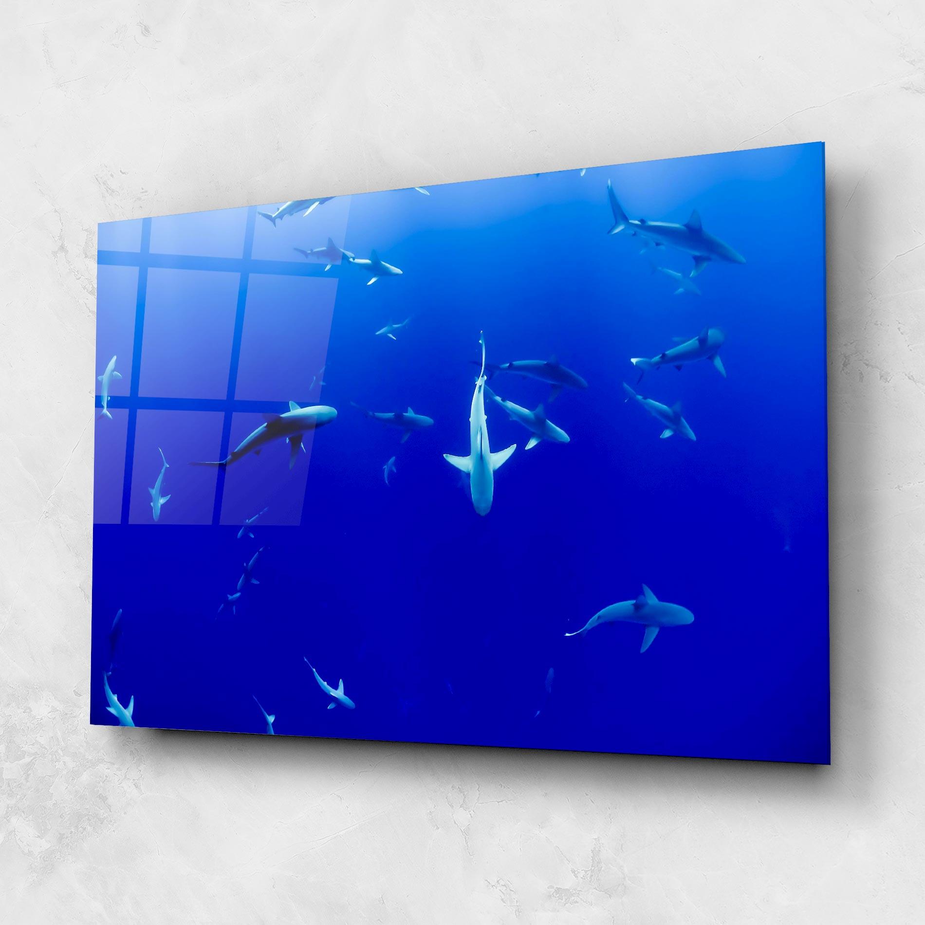 Tablou Sticla Baby Sharks mockup 1