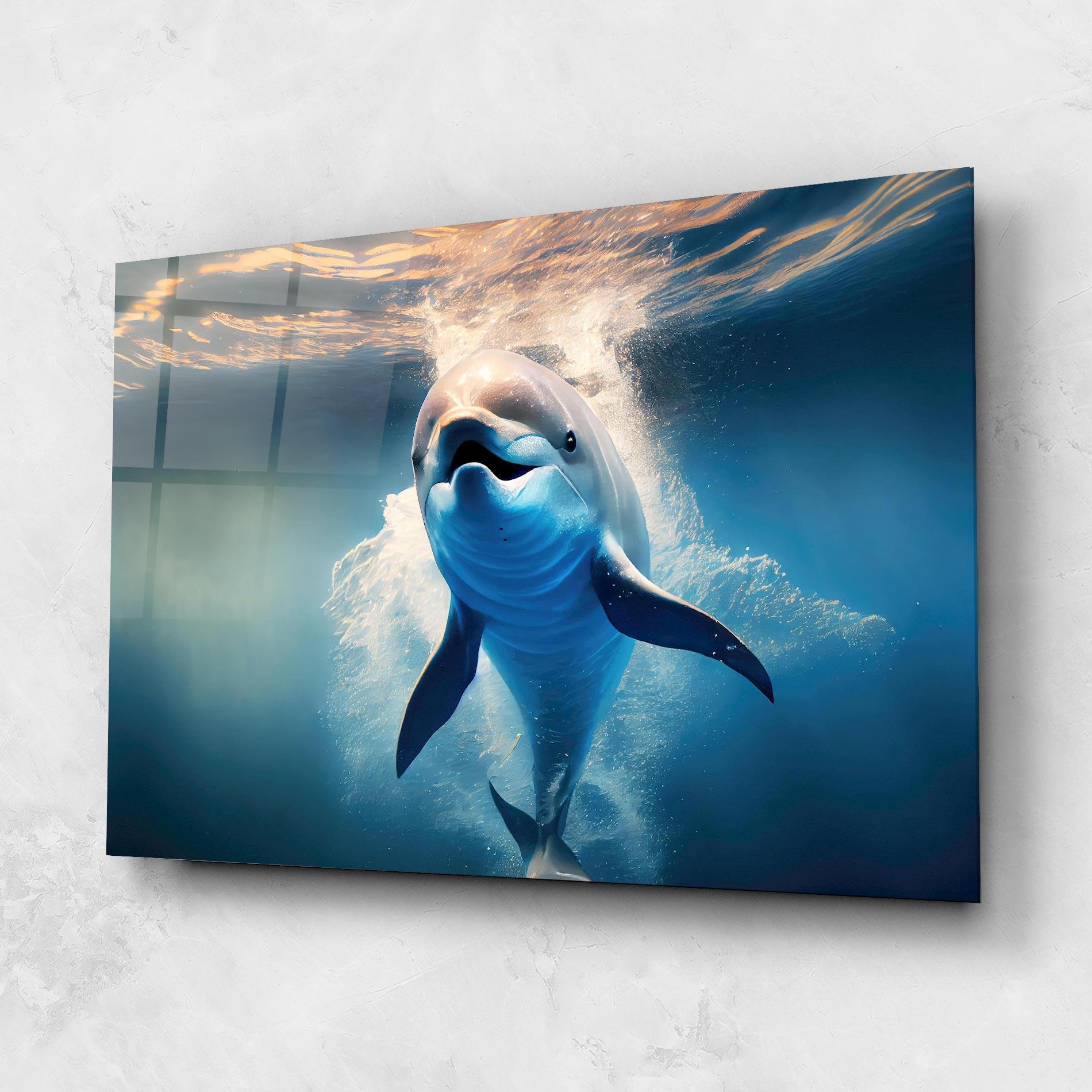 Tablou Sticla Happy Dolphin mockup 1