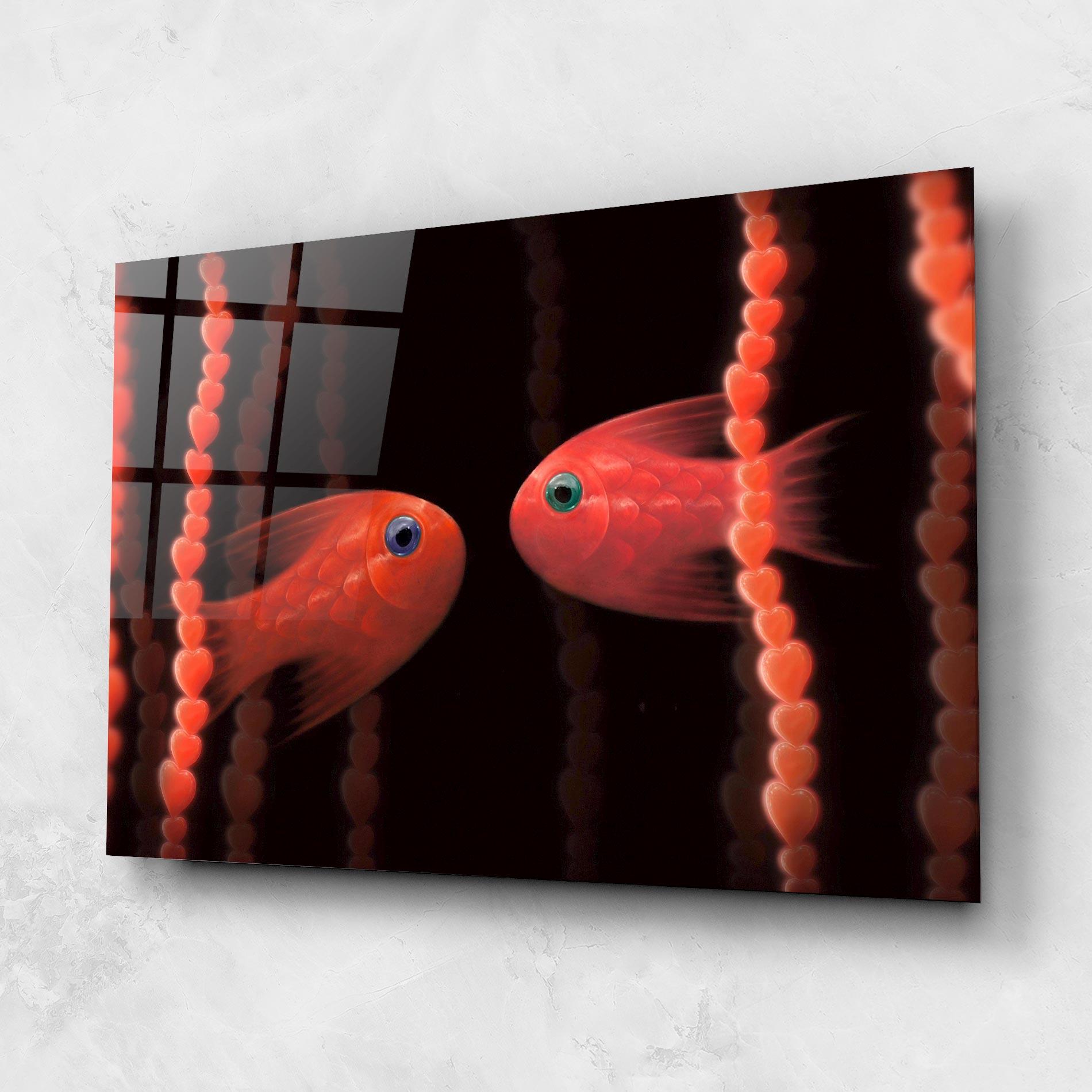 Tablou Sticla Orange Fish Heart mockup 1