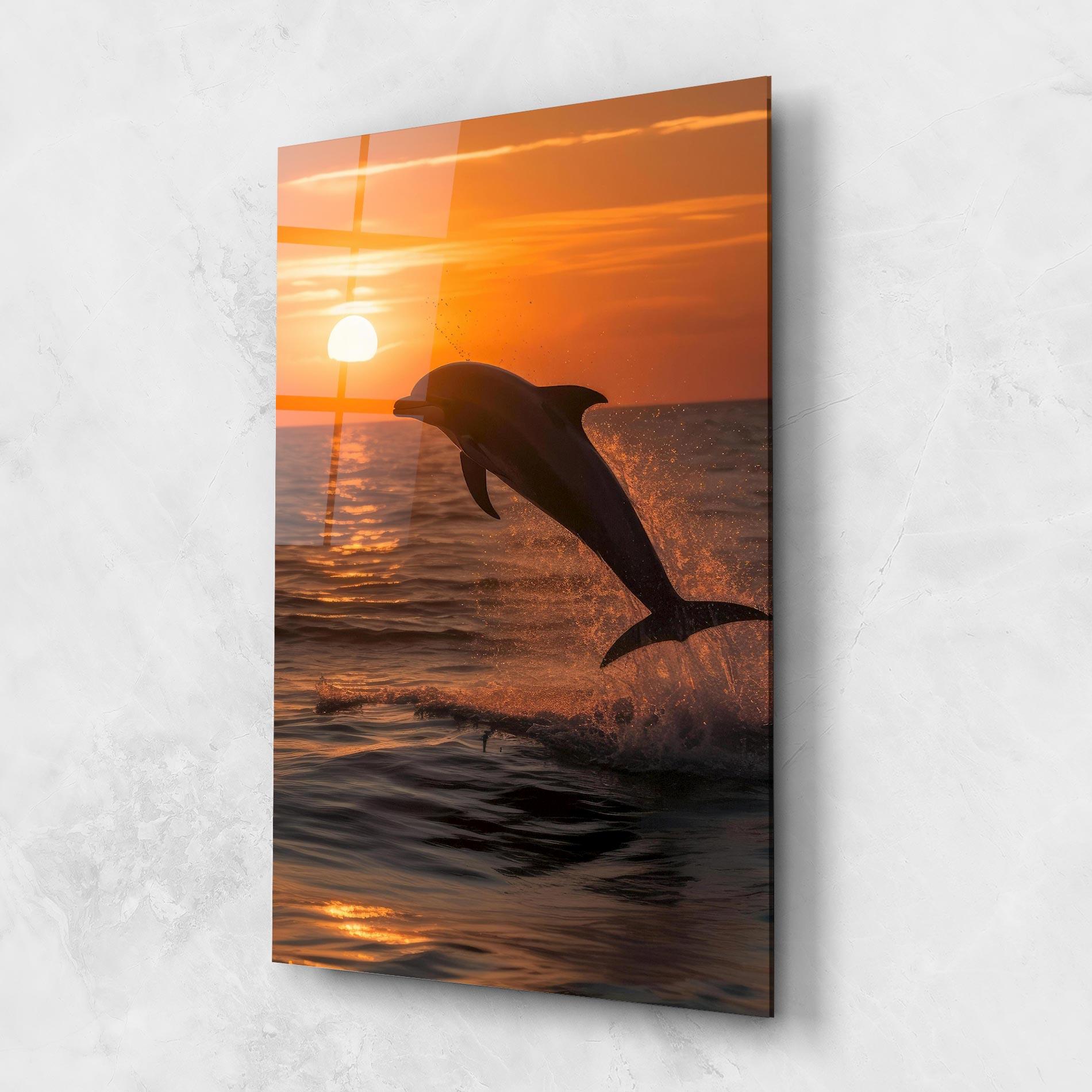 Tablou Sticla Dolphin Jump mockup 1
