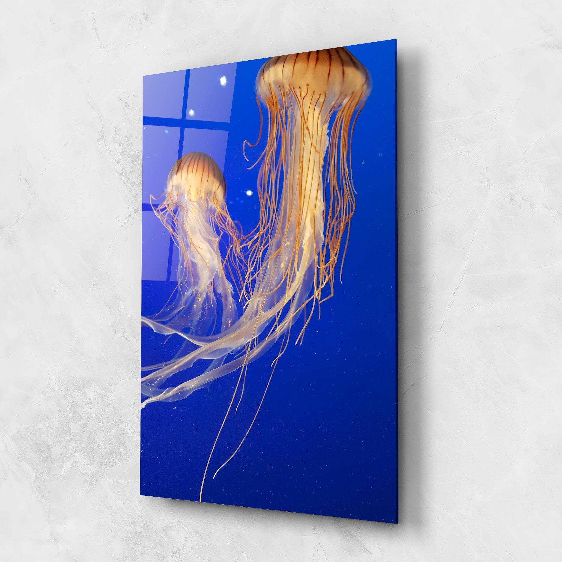 Tablou Sticla Light Orange Jellyfish mockup 1